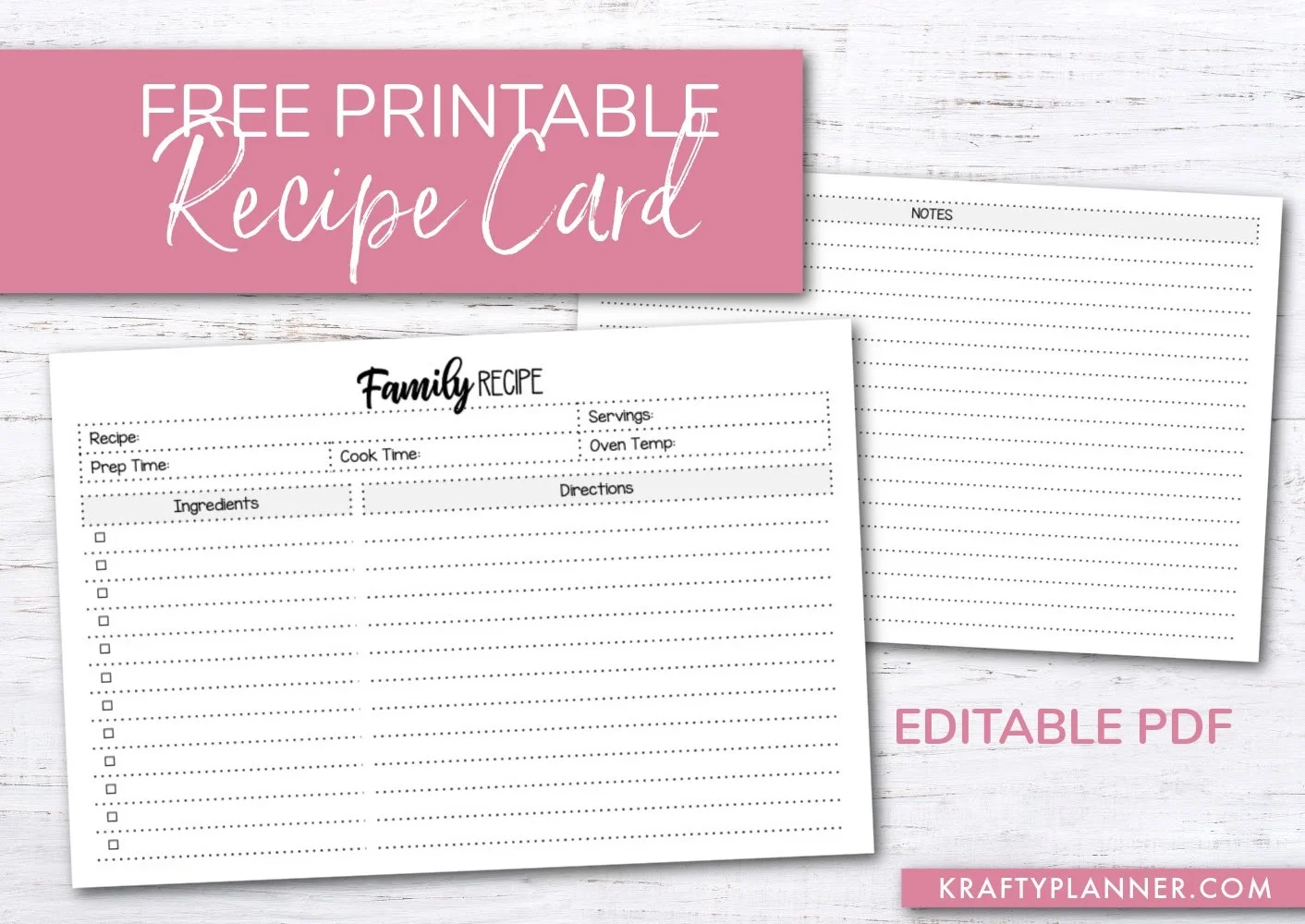 free printable recipe cards