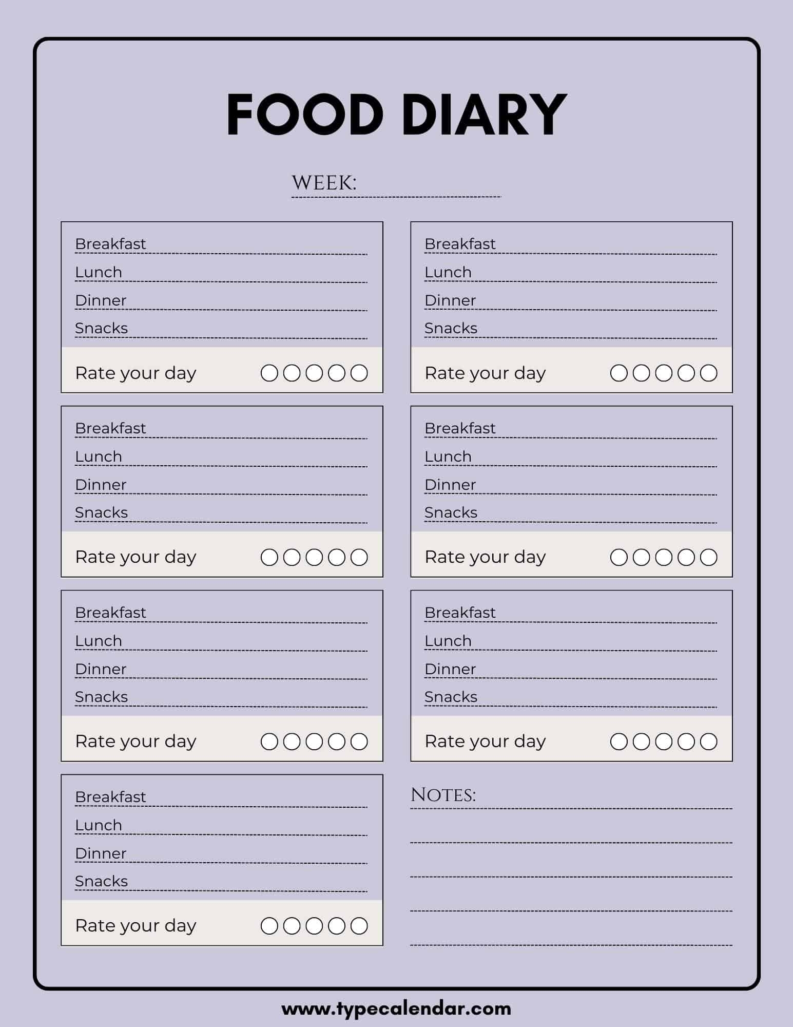 food journal printable free