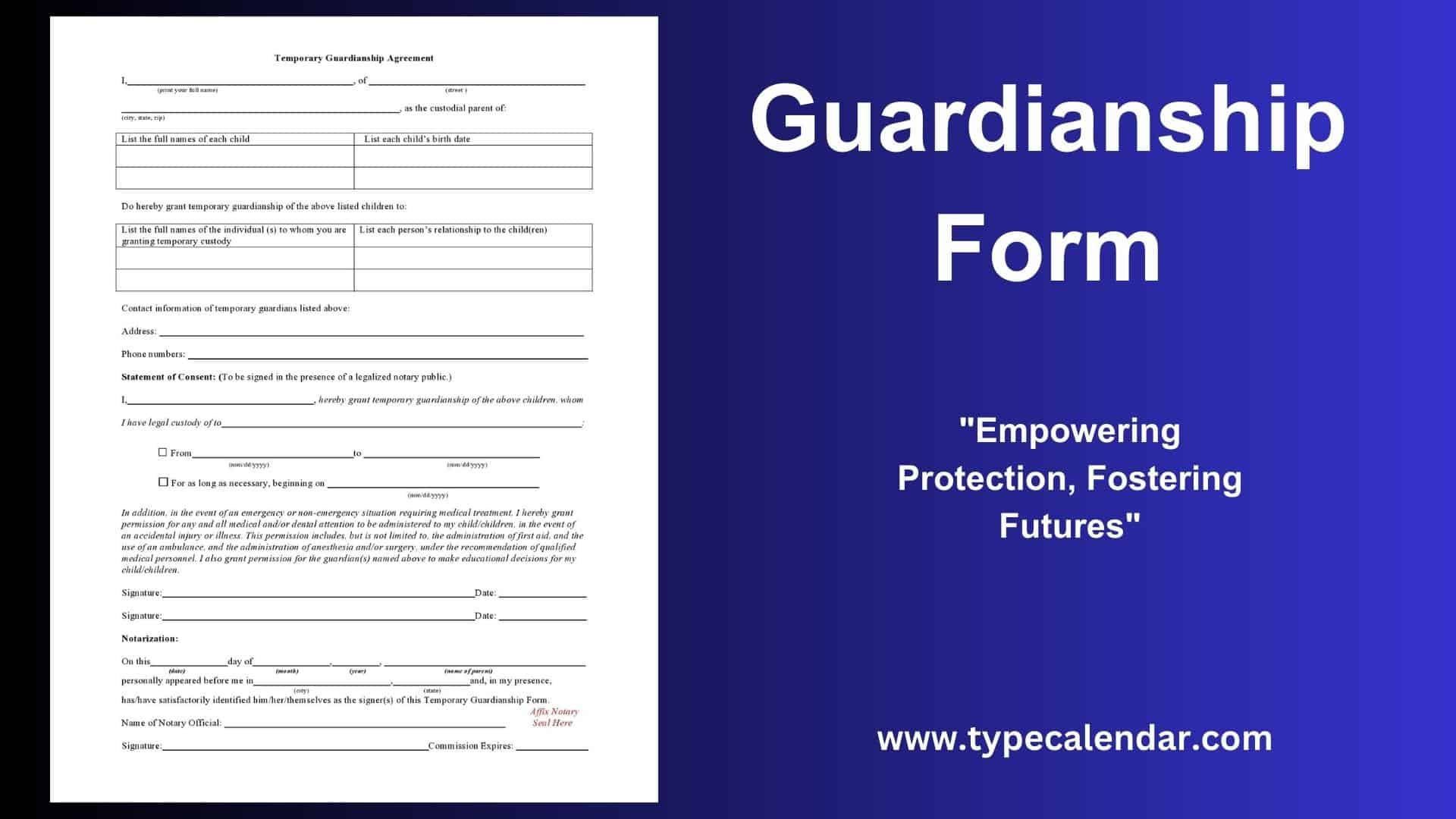 Free Printable Guardianship Form Templates PDF Word 