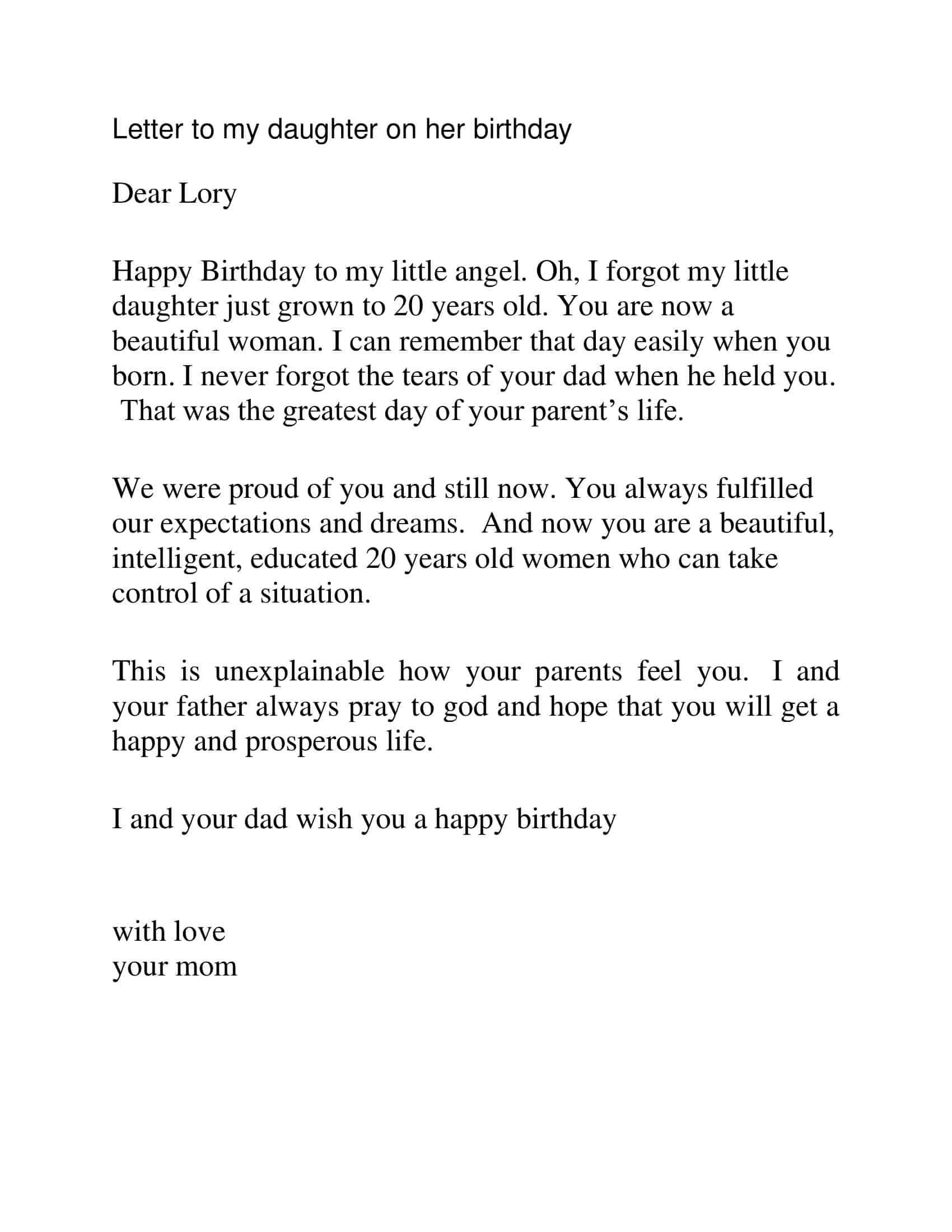 birthday letters doc template free