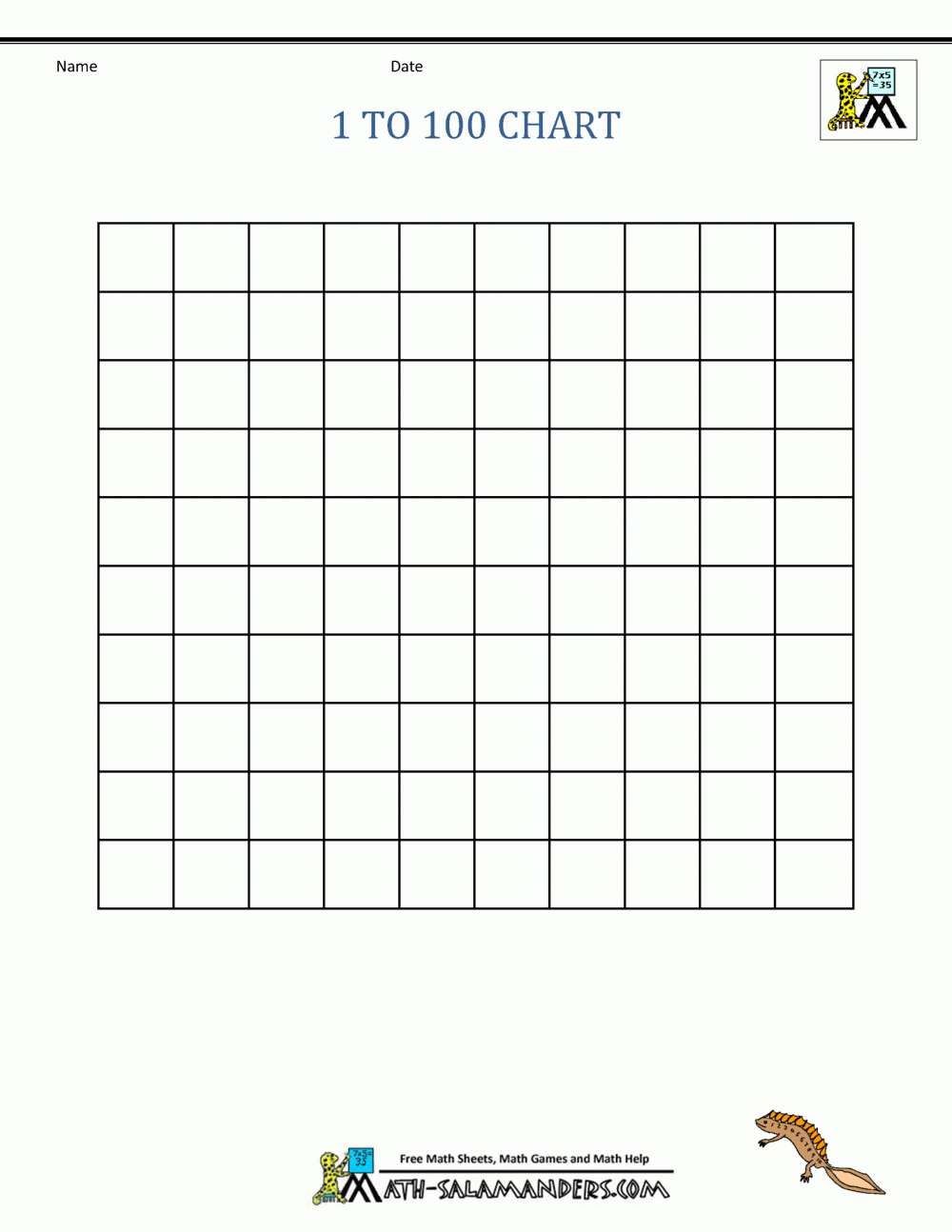 blank 100s chart printable