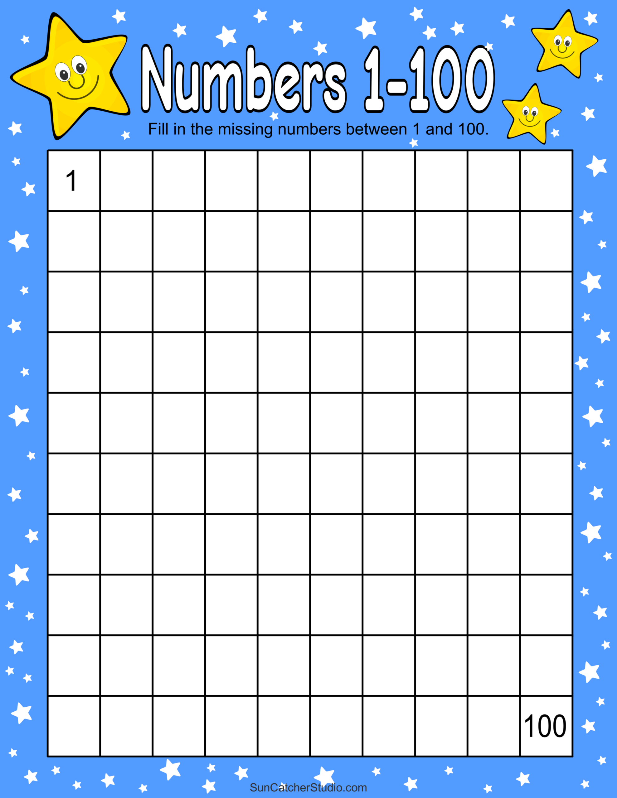 blank printable 100 chart