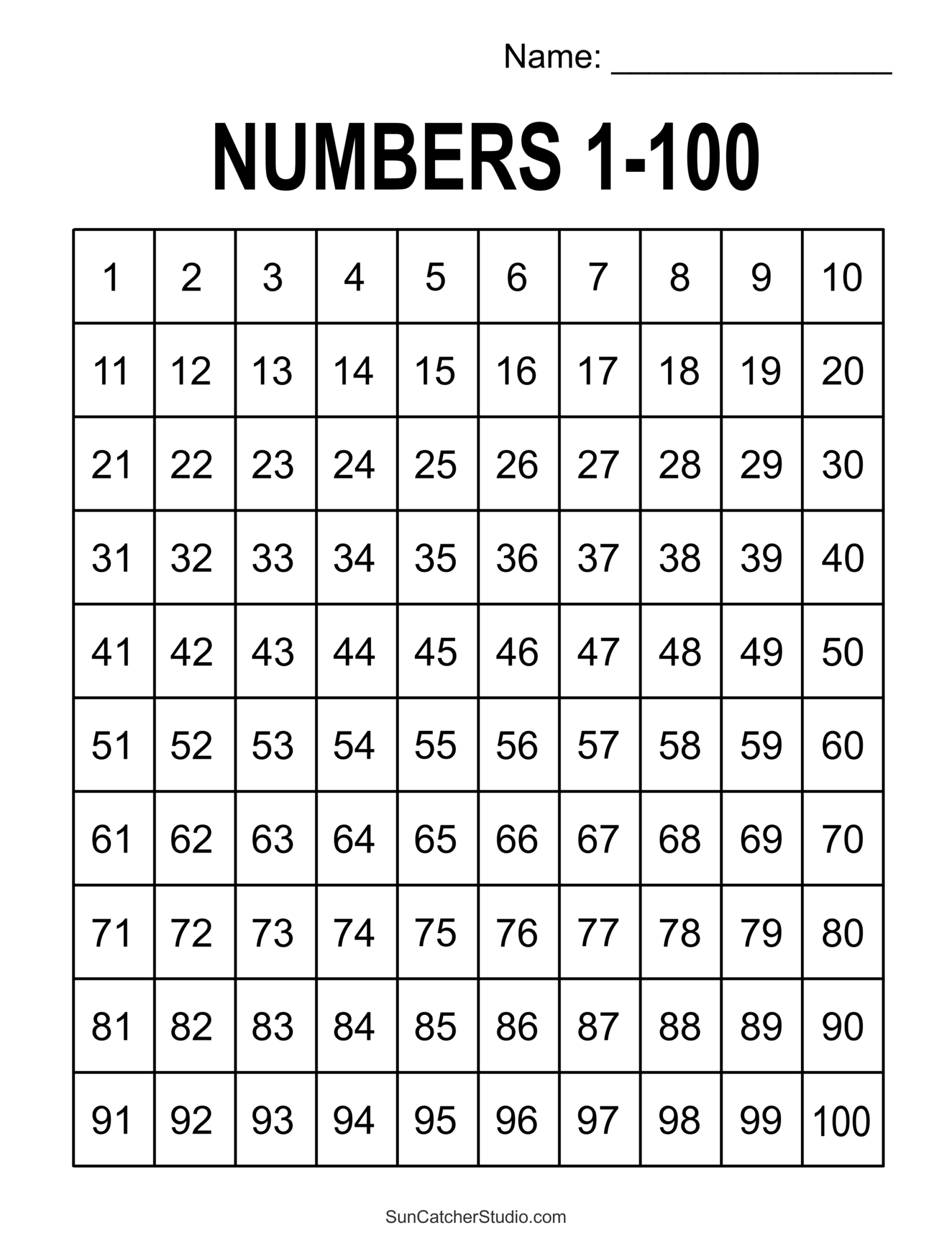 Free Printable Hundreds Charts Numbers 1 To 100 Free Printables Lettering SVG Files Tools Apps