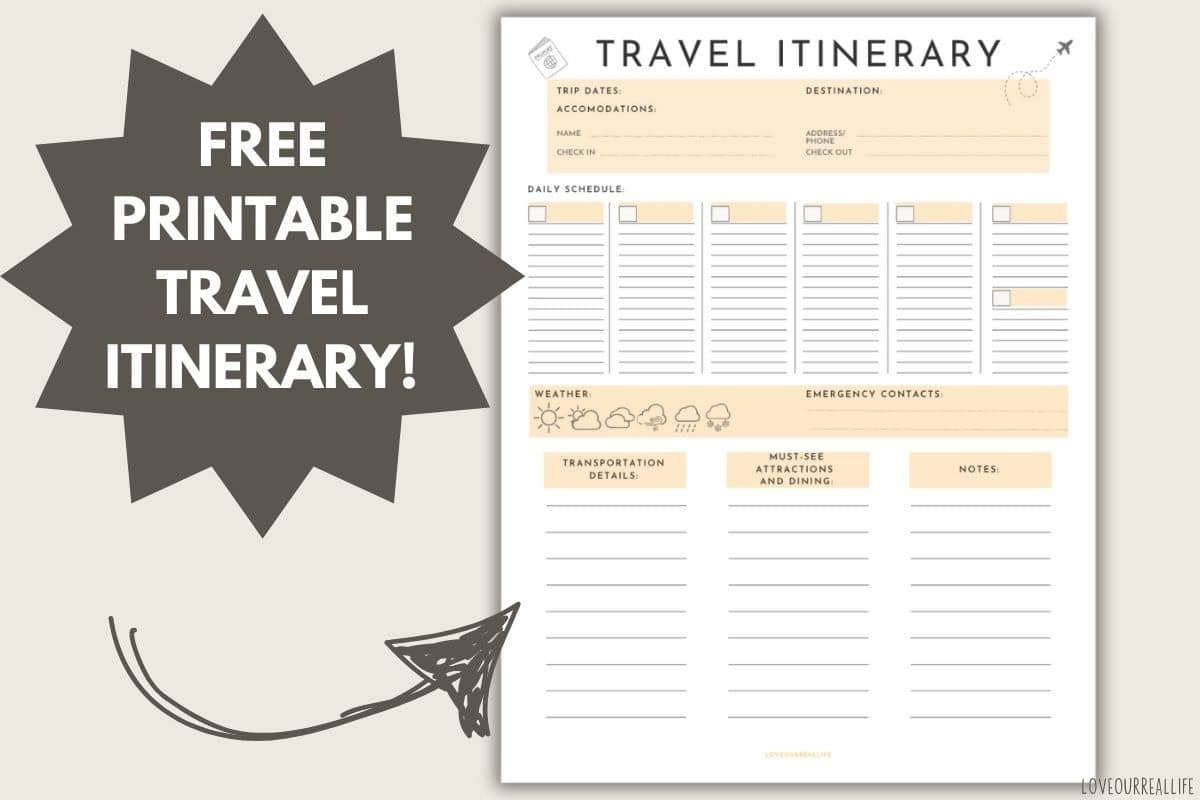 travel itinerary template free download