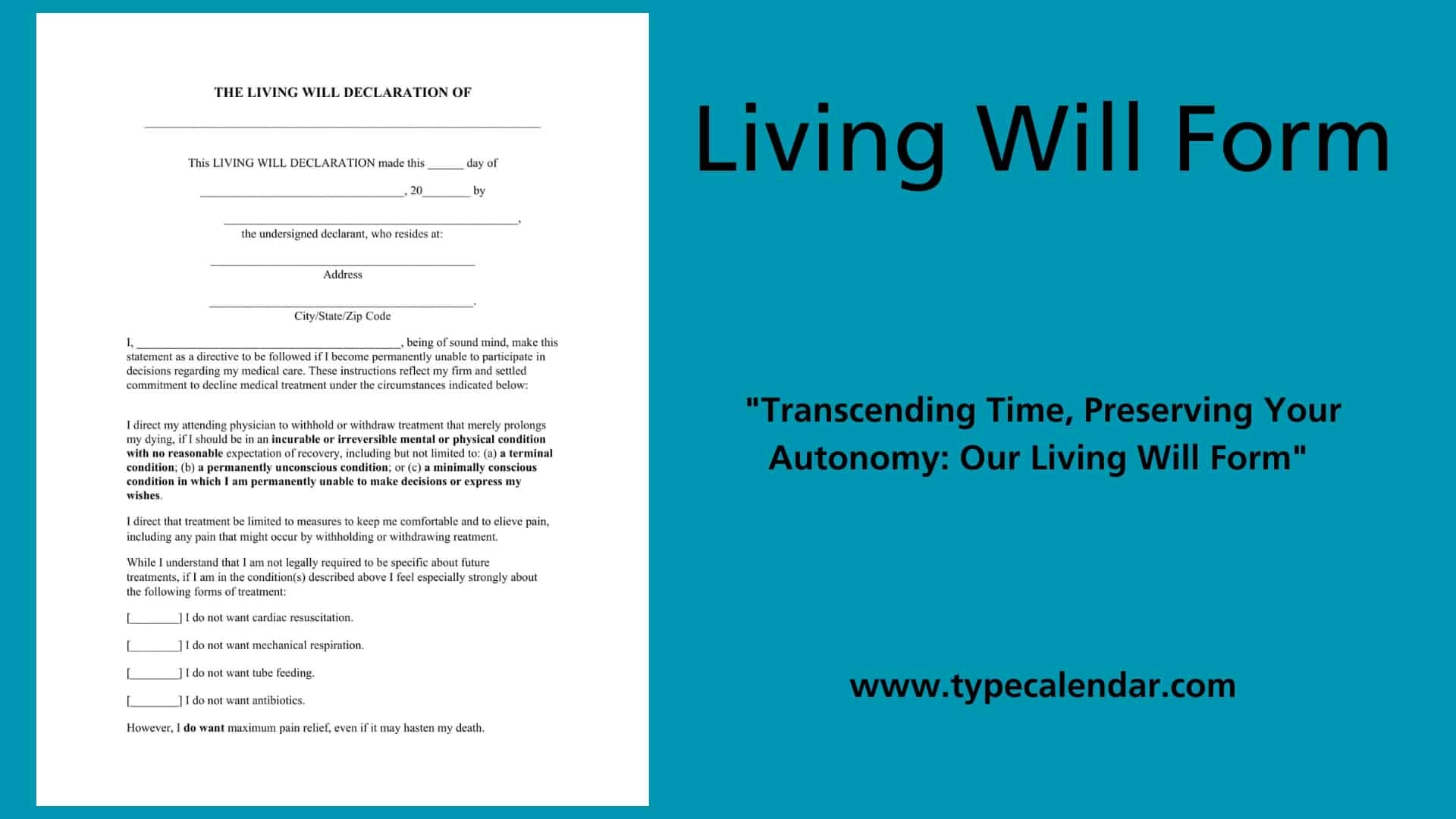 free printable living will form pdf