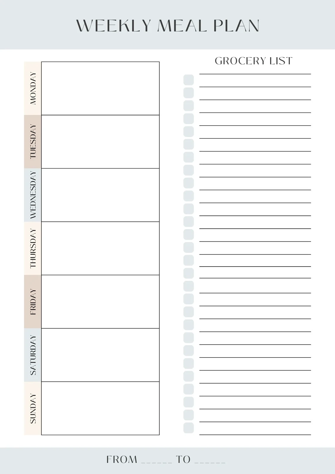 weekly food planner printable