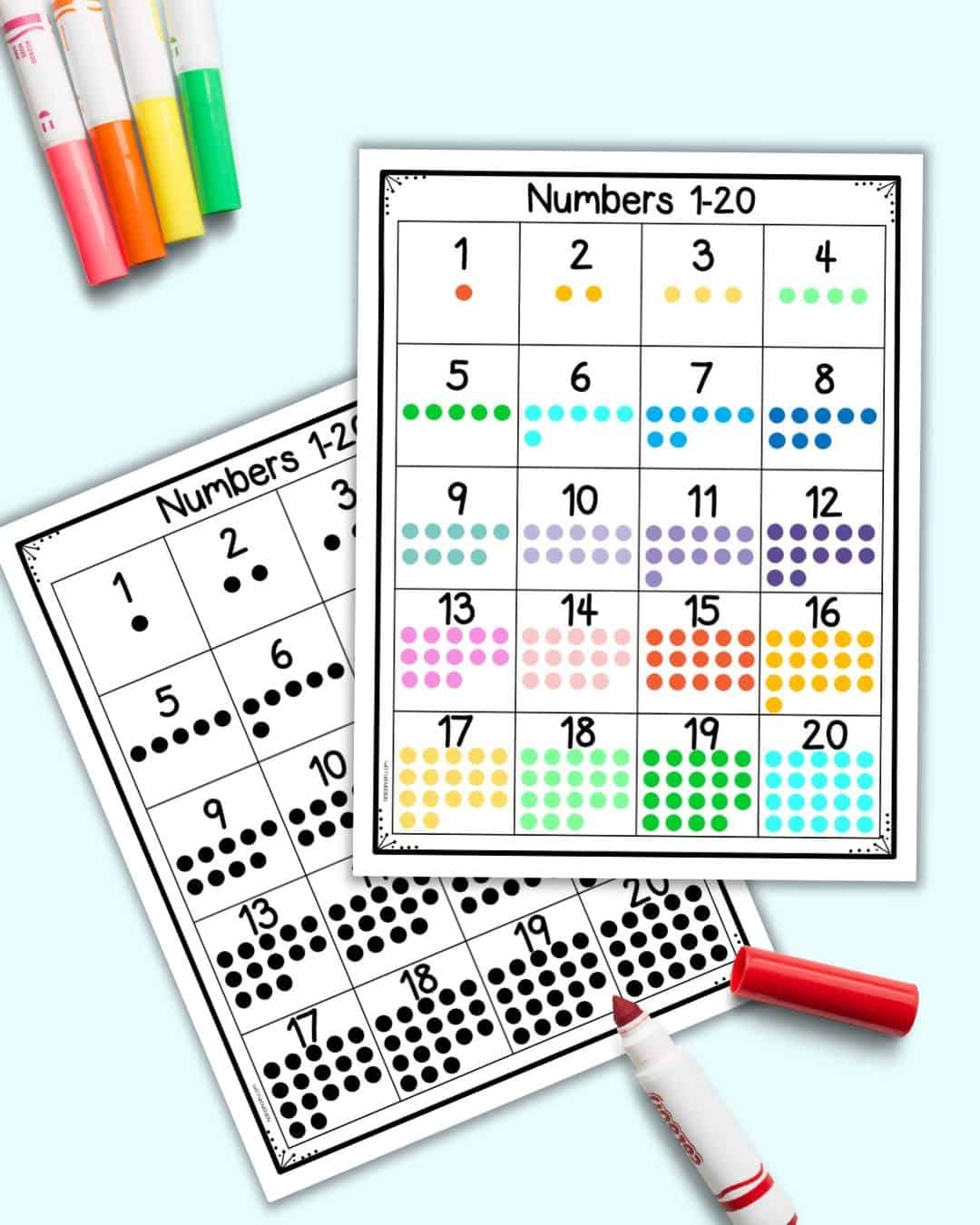 numbers 1 20 chart printable