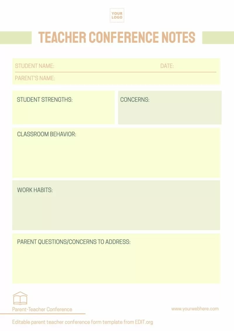 Free Printable Parent teacher Conference Forms