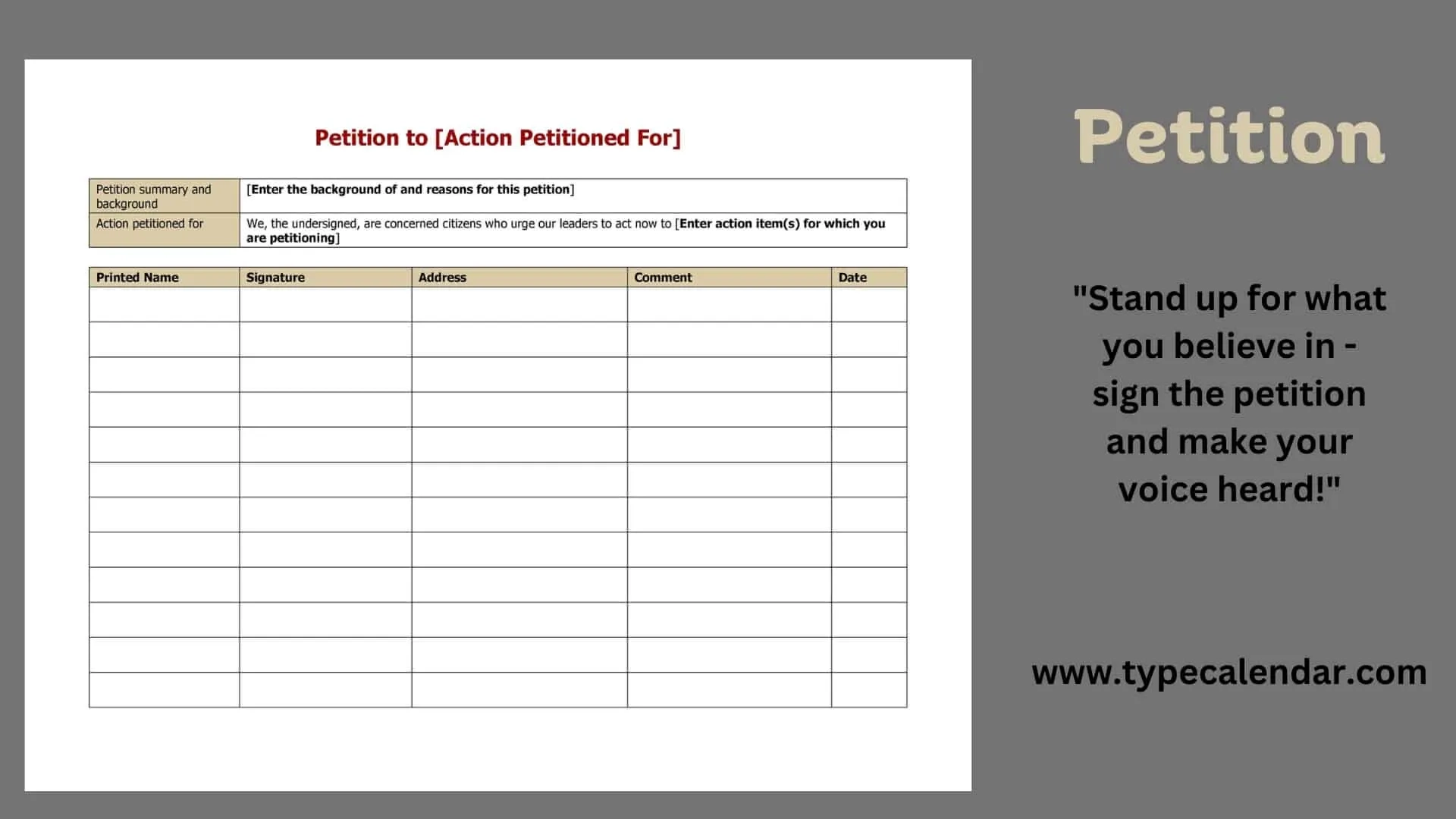 printable blank petition form