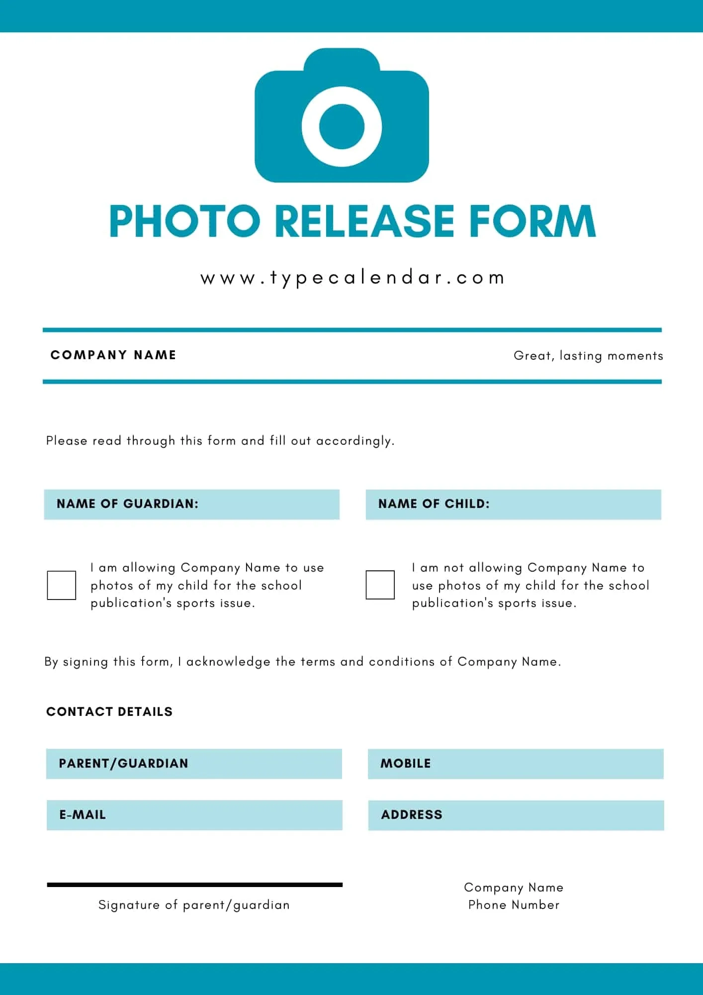 printable release forms