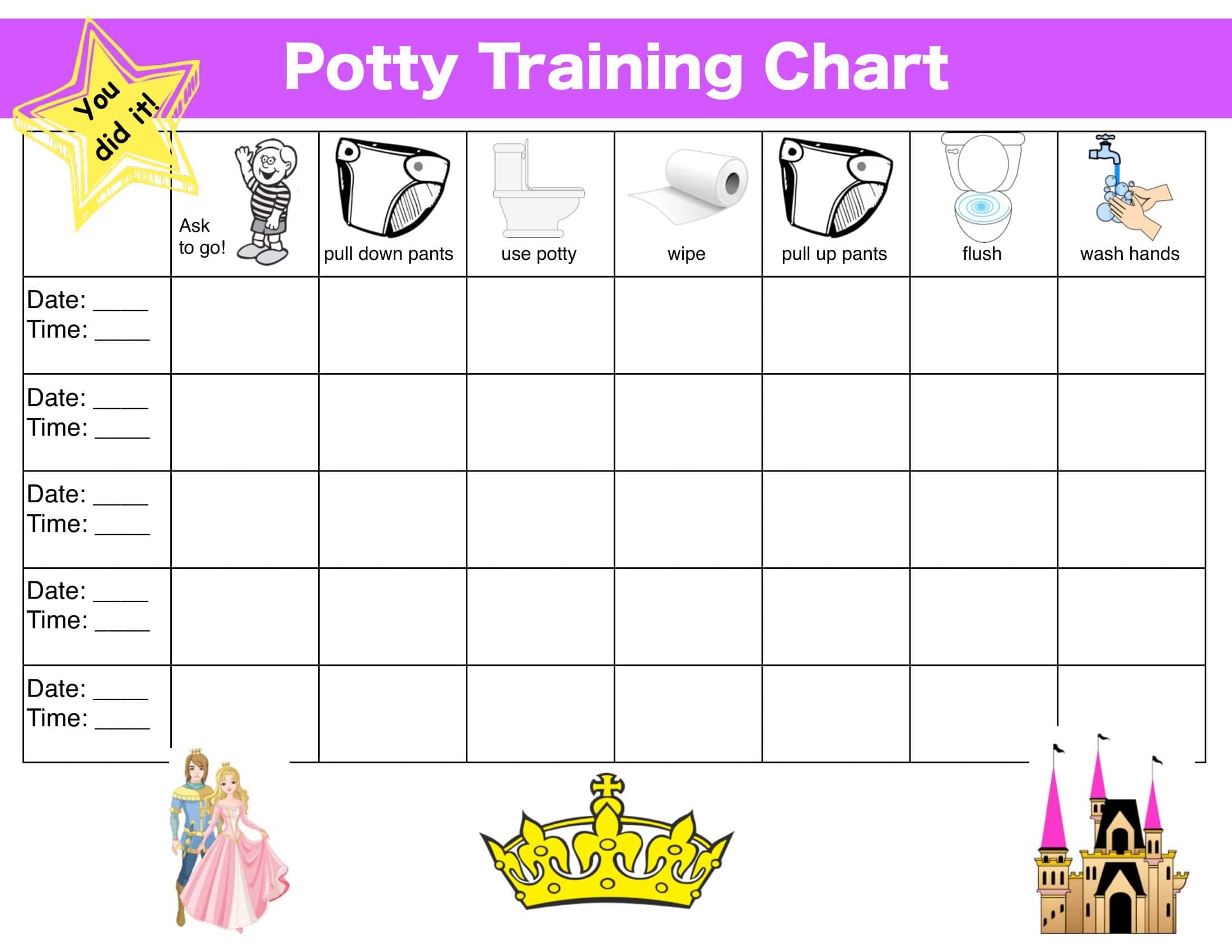 potty training chart template
