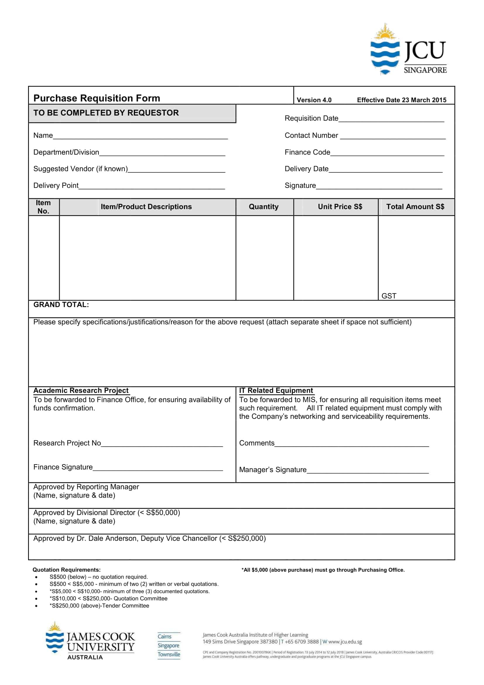 Free Printable Requisition Form Templates PDF Excel Recruitment