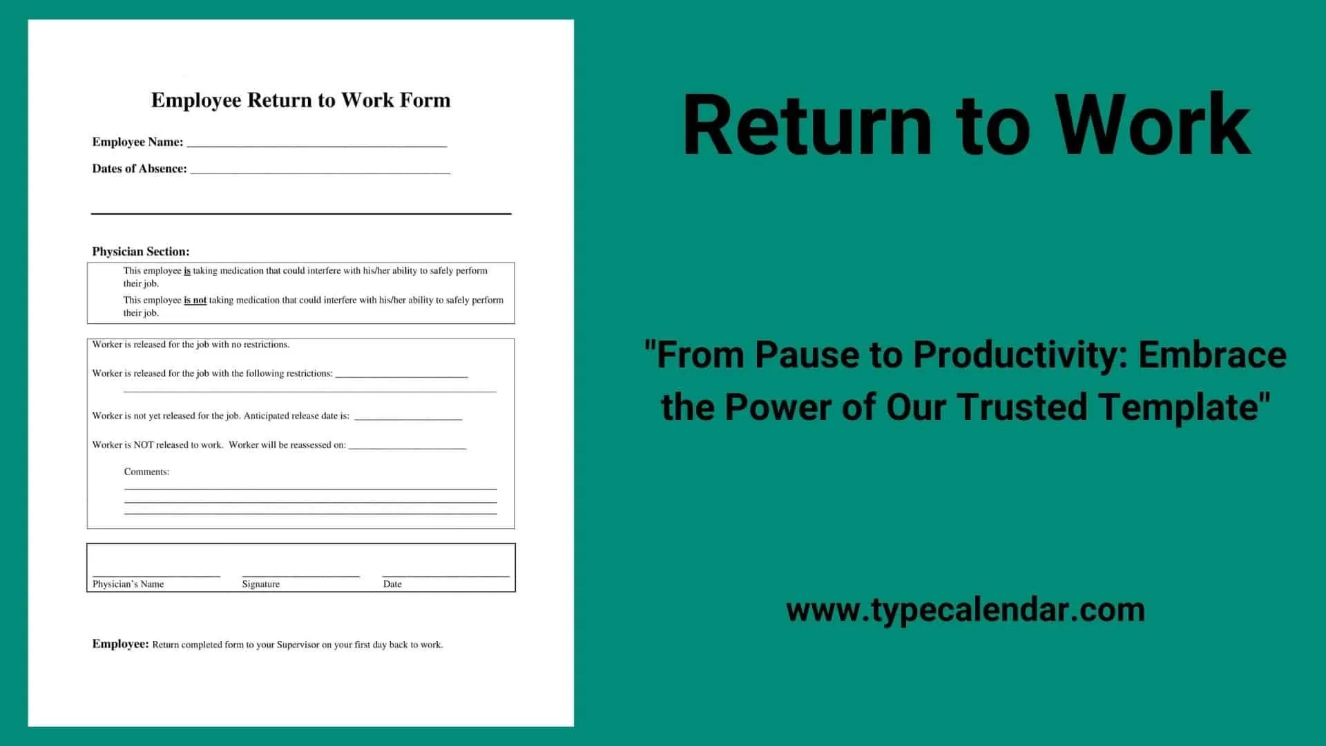 printable return to work form