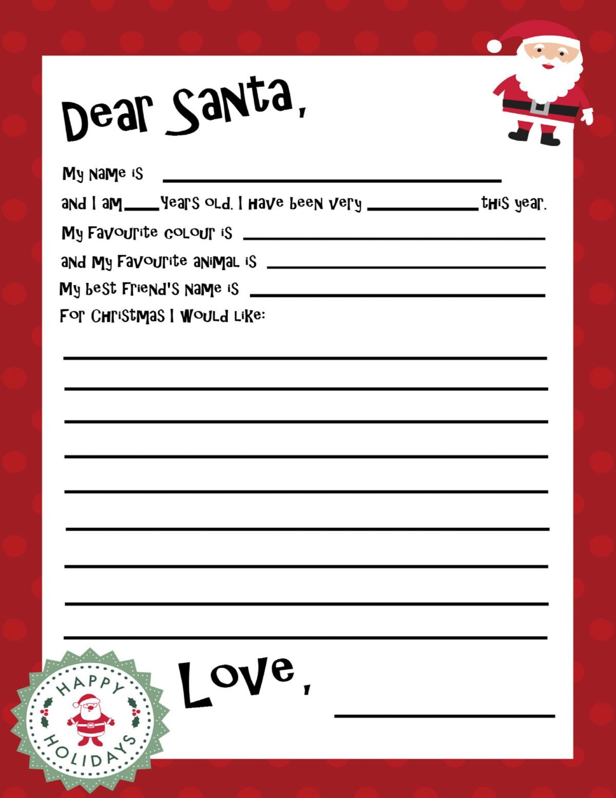 letter to santa template