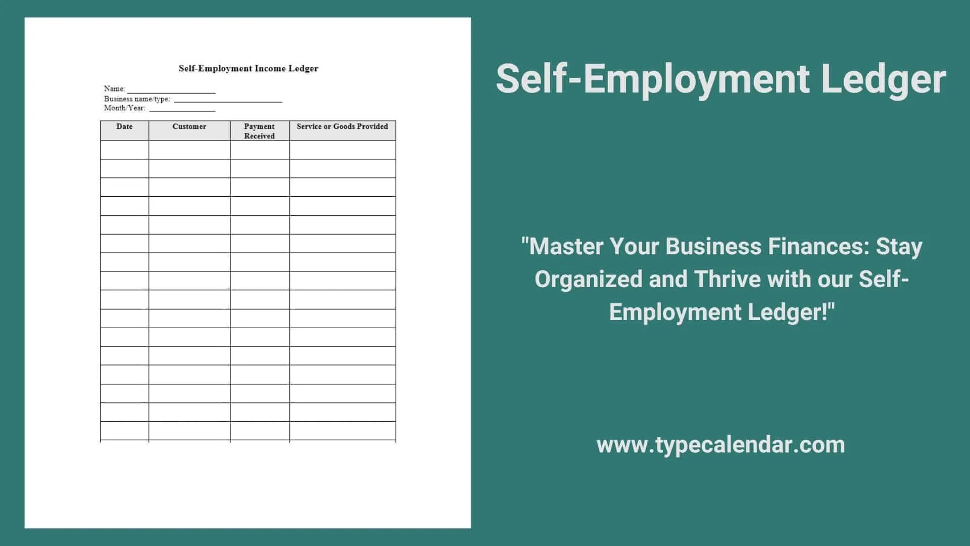 Free Printable Self Employment Ledger Templates PDF Word Excel 