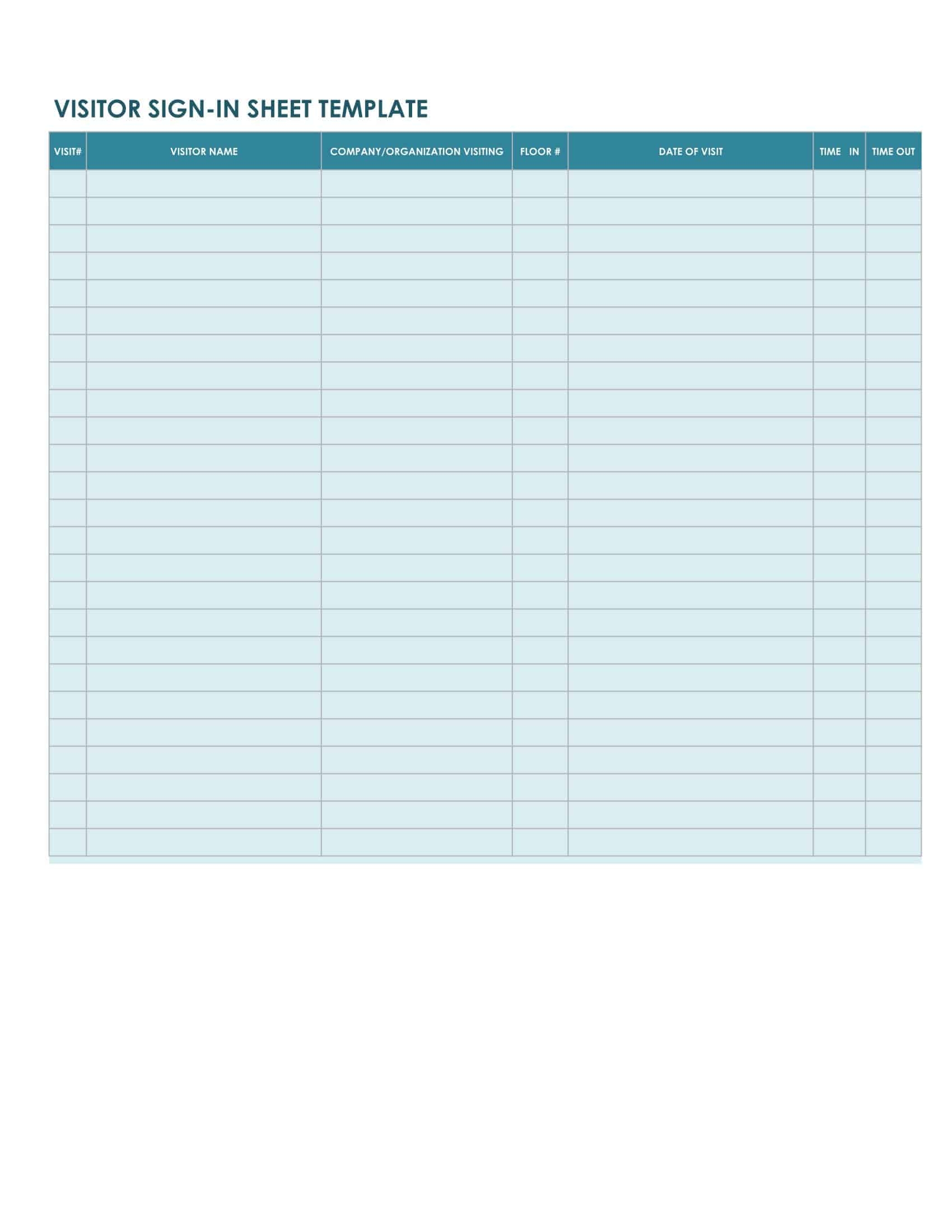 Free Printable Sign In And Out Sheet Templates PDF Word Excel 