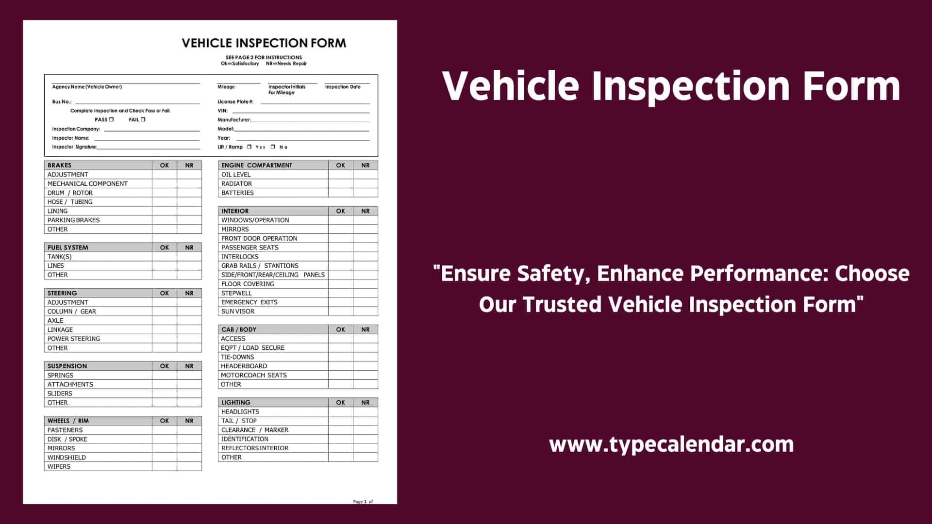 printable vehicle inspection form