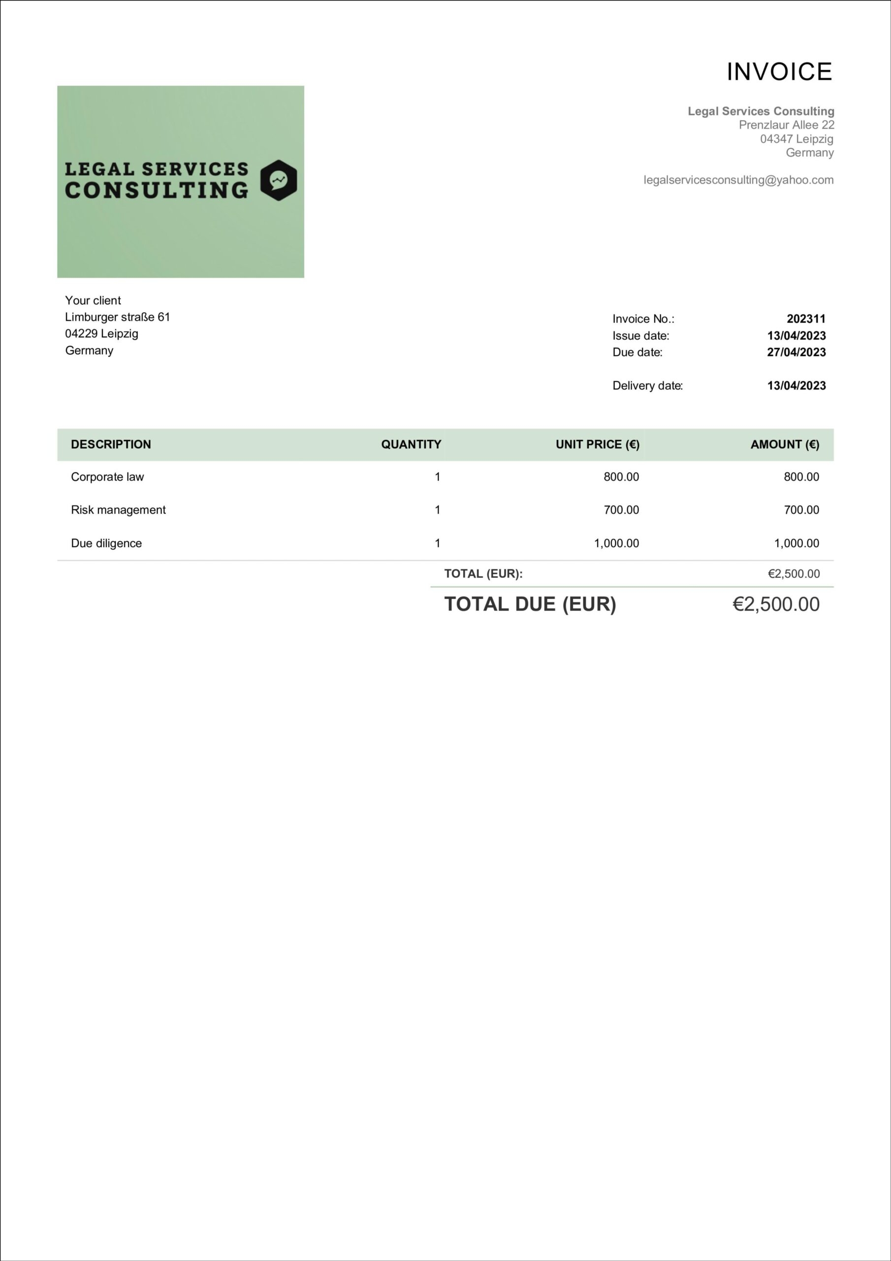 Free Professional Consulting Invoice Templates Billdu