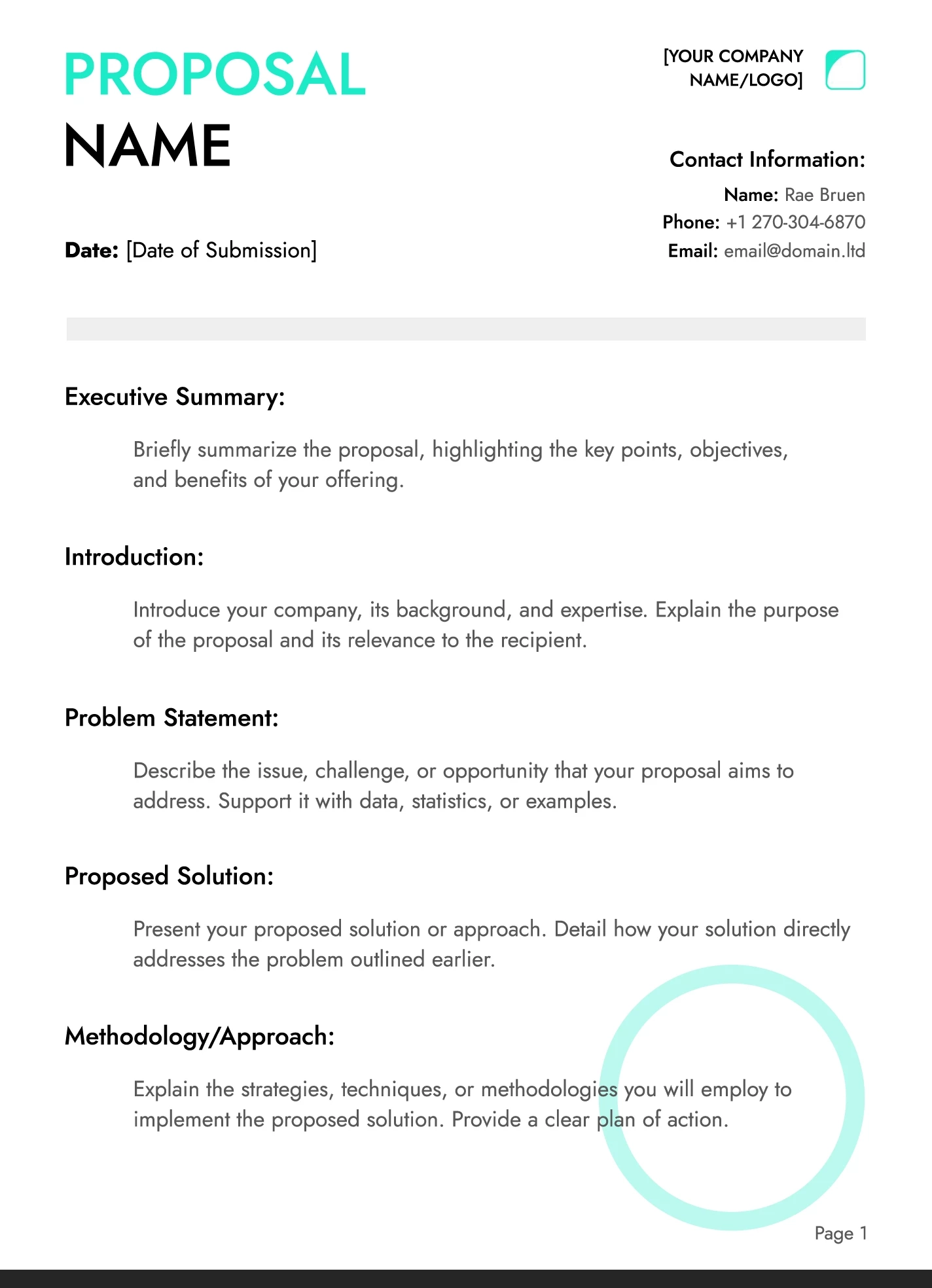 Free Proposal Google Docs Templates Gdoc io