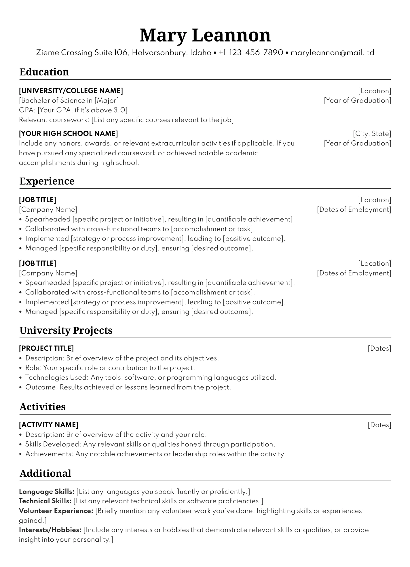 Free Resume Google Docs Templates Gdoc io