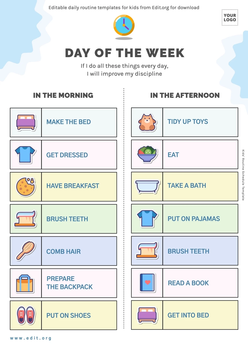 Free Routine Charts For Kids