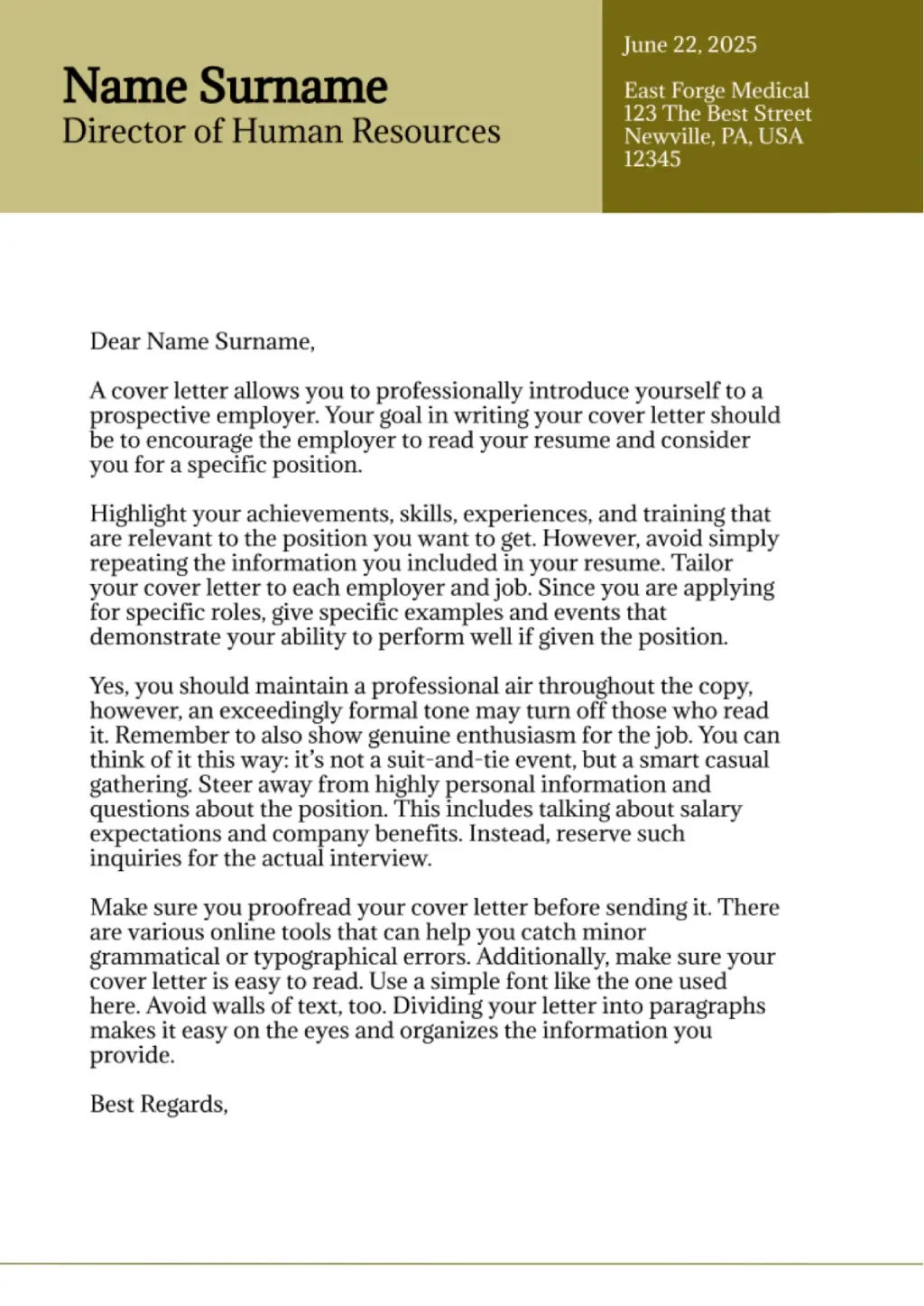 Free Simple Cover Letter Template For Google Docs