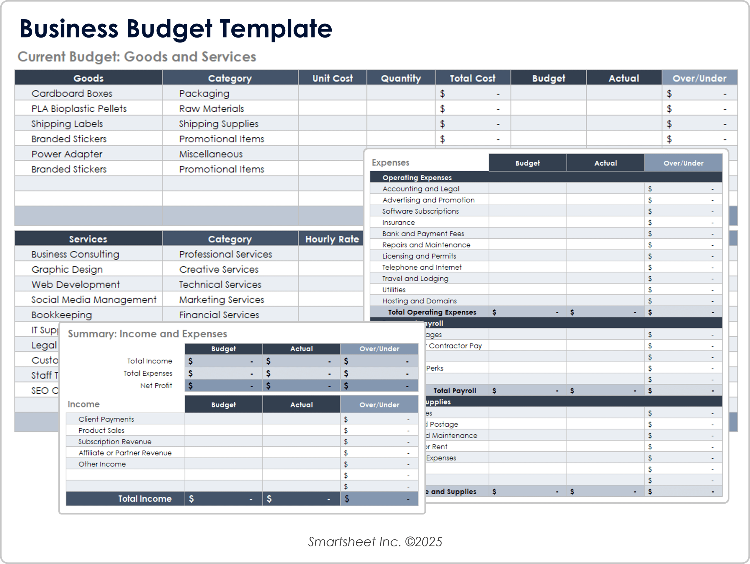 Free Small Business Budget Templates