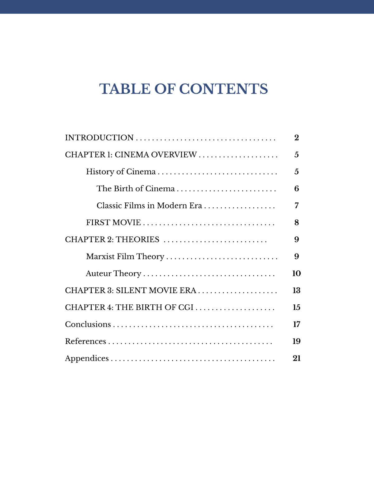 Free Table Of Content Templates To Edit Online