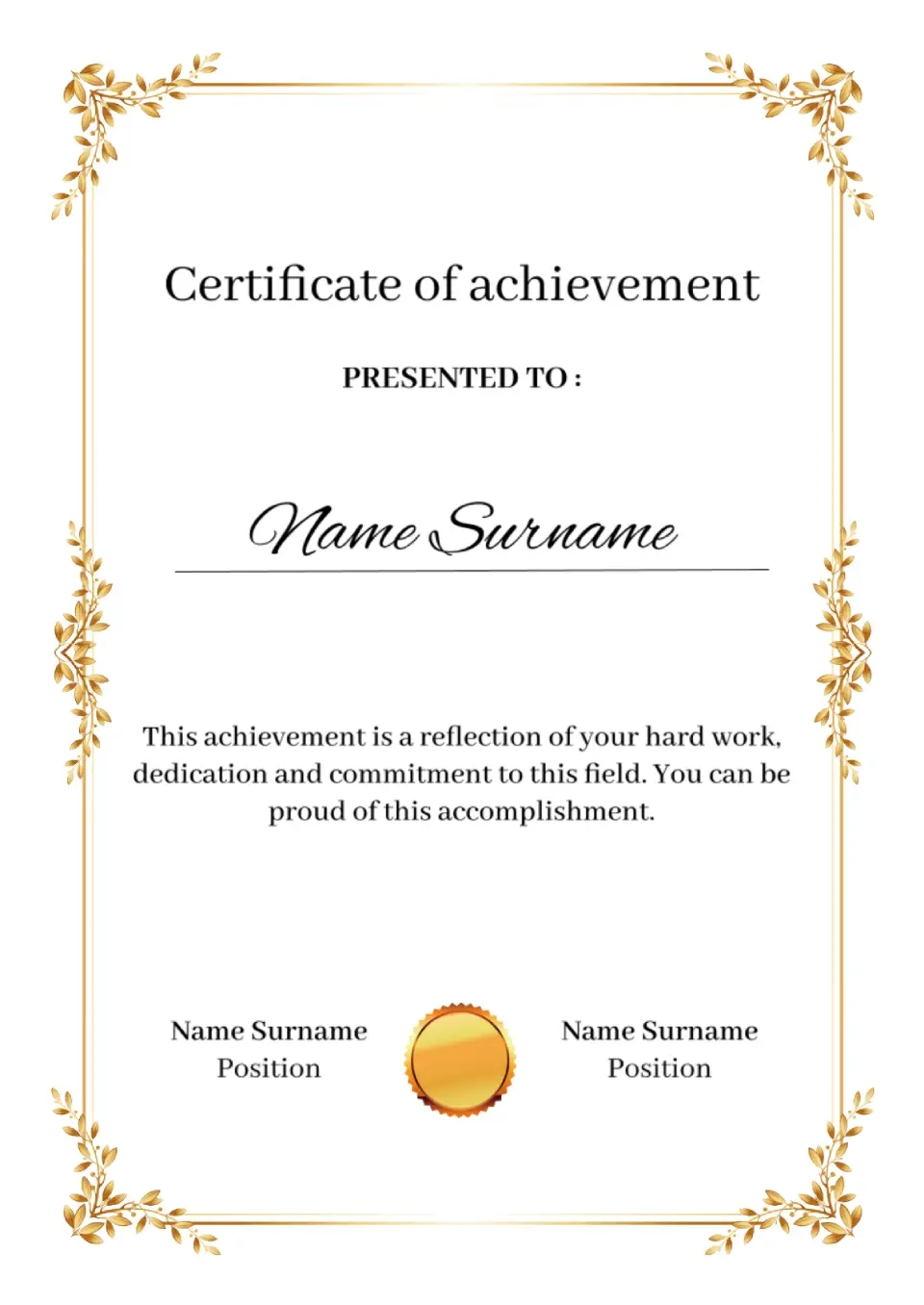 Free Template For Certificate Of Achievement For Google Docs