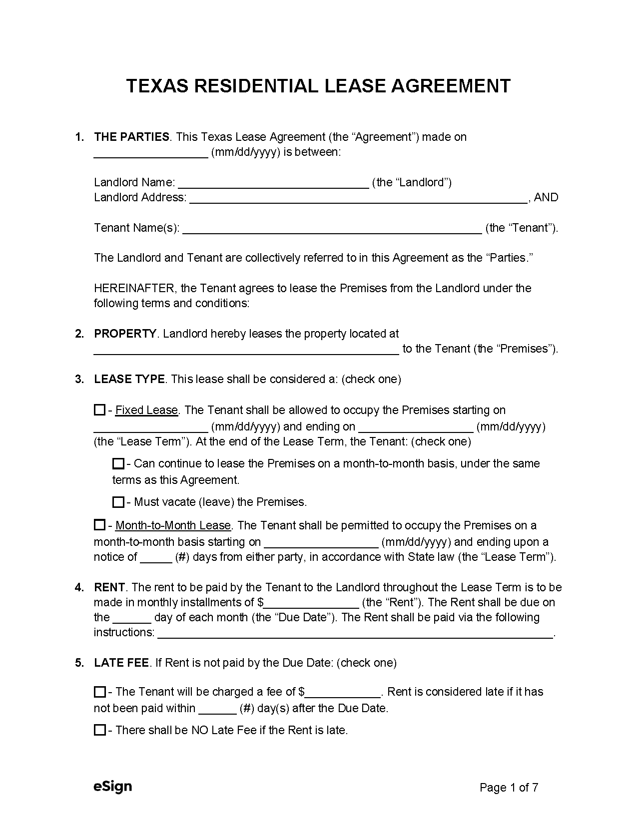 free printable lease forms