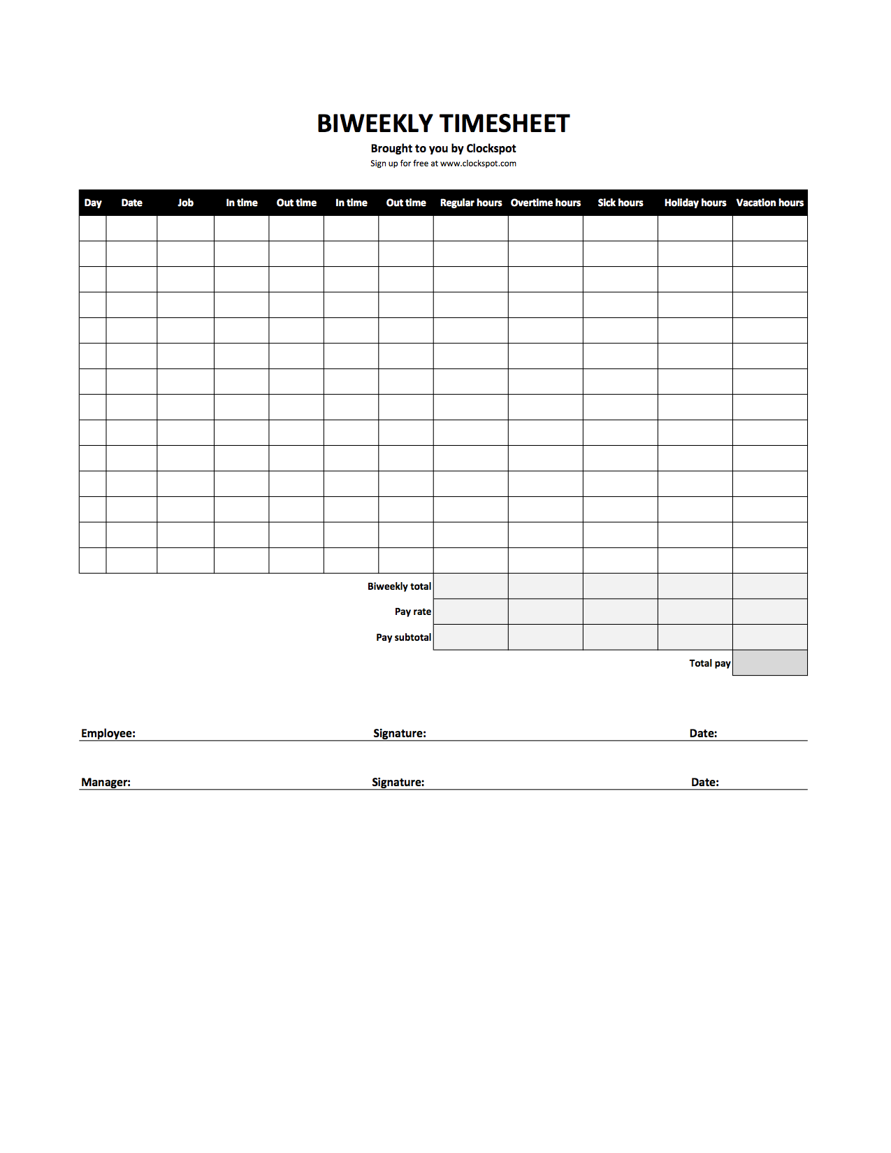 free printable time sheets forms
