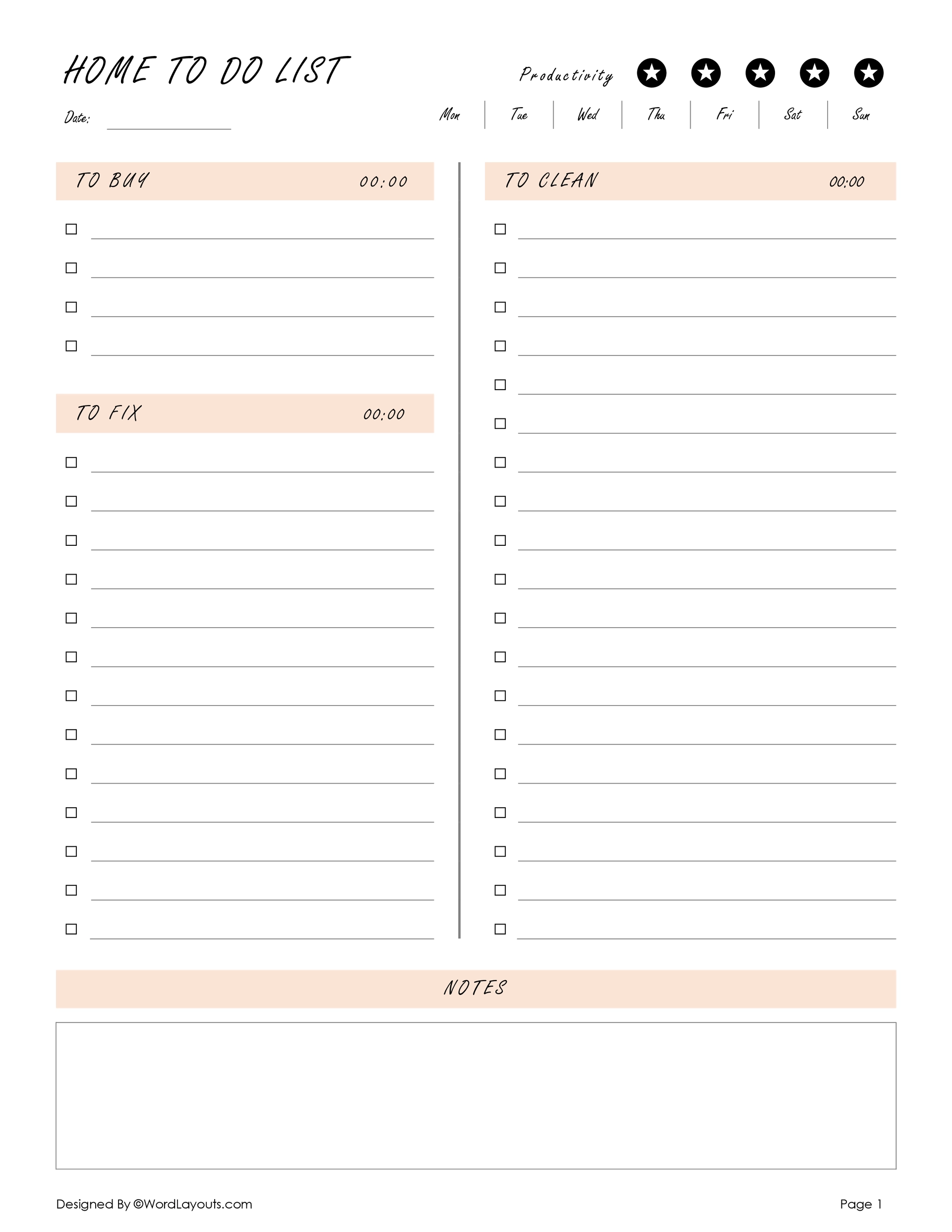 printable to do list