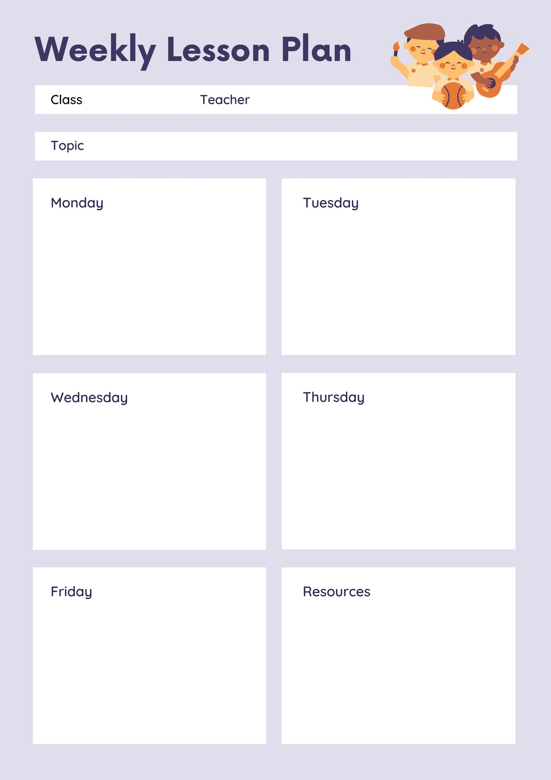 preschool lesson plan template