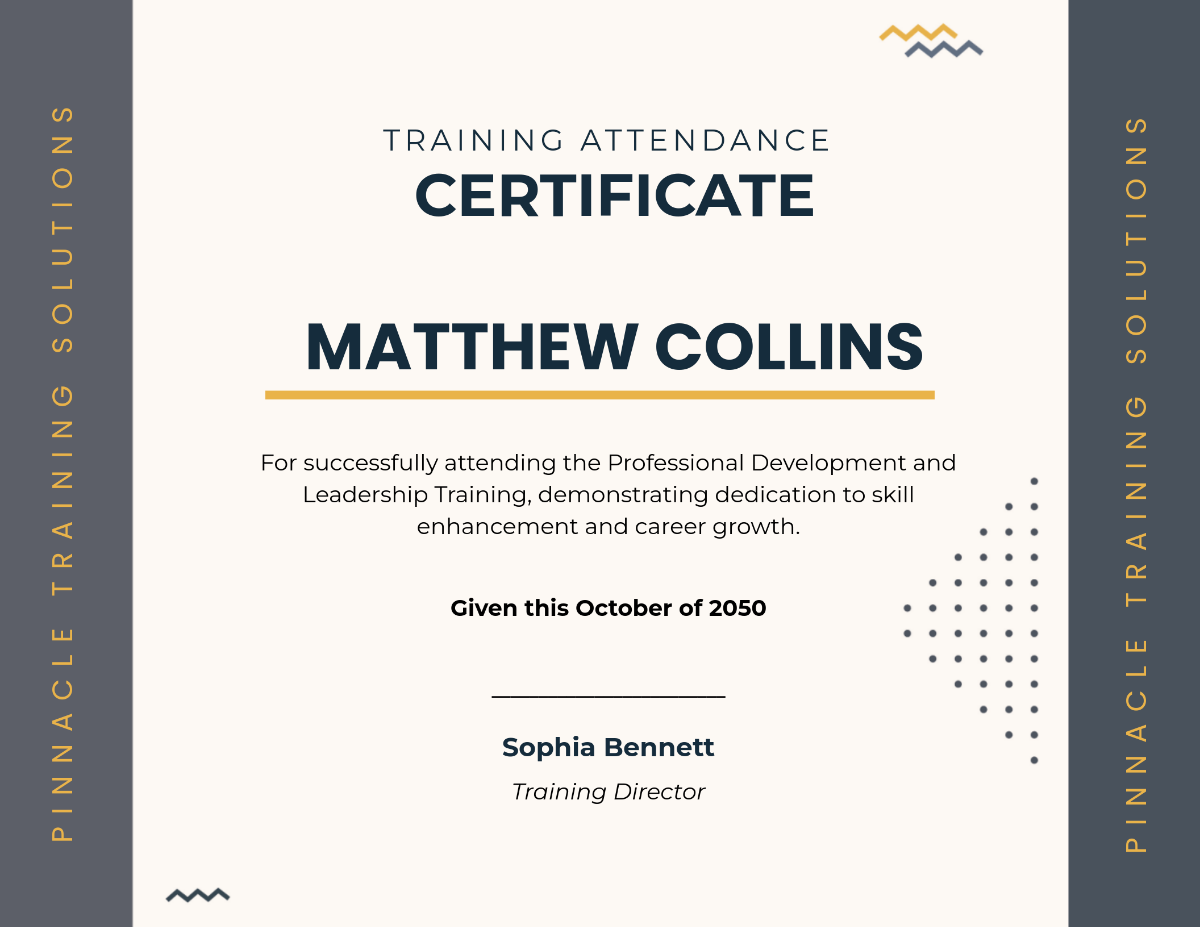 certificate of attendance template