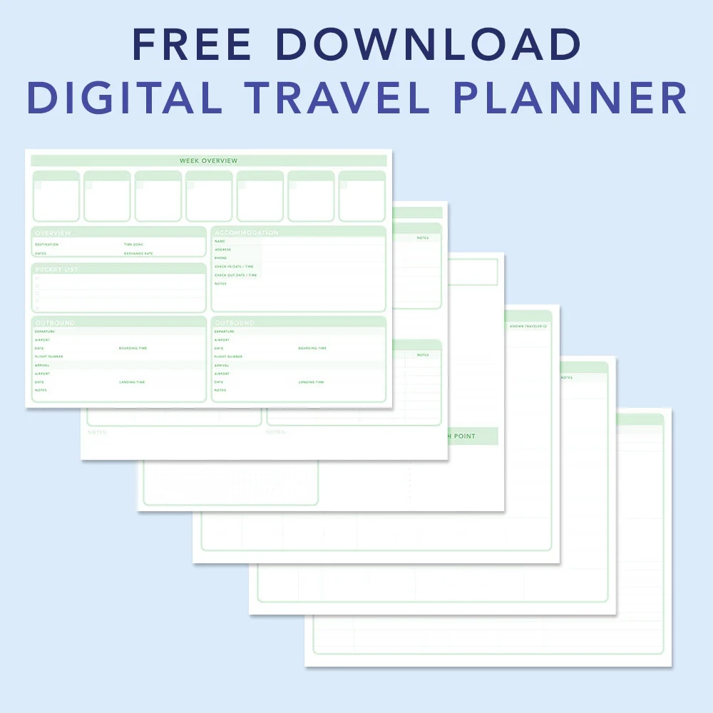 Free Vacation Travel Planner Printable Template GoodNotes
