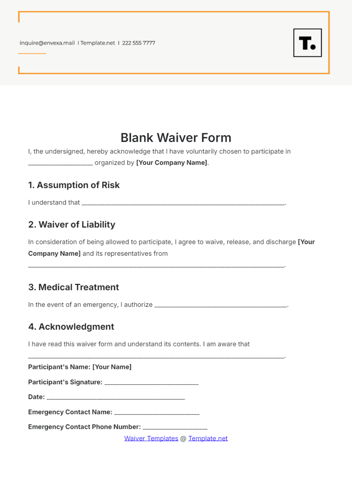Free Waiver Form Templates To Edit Online