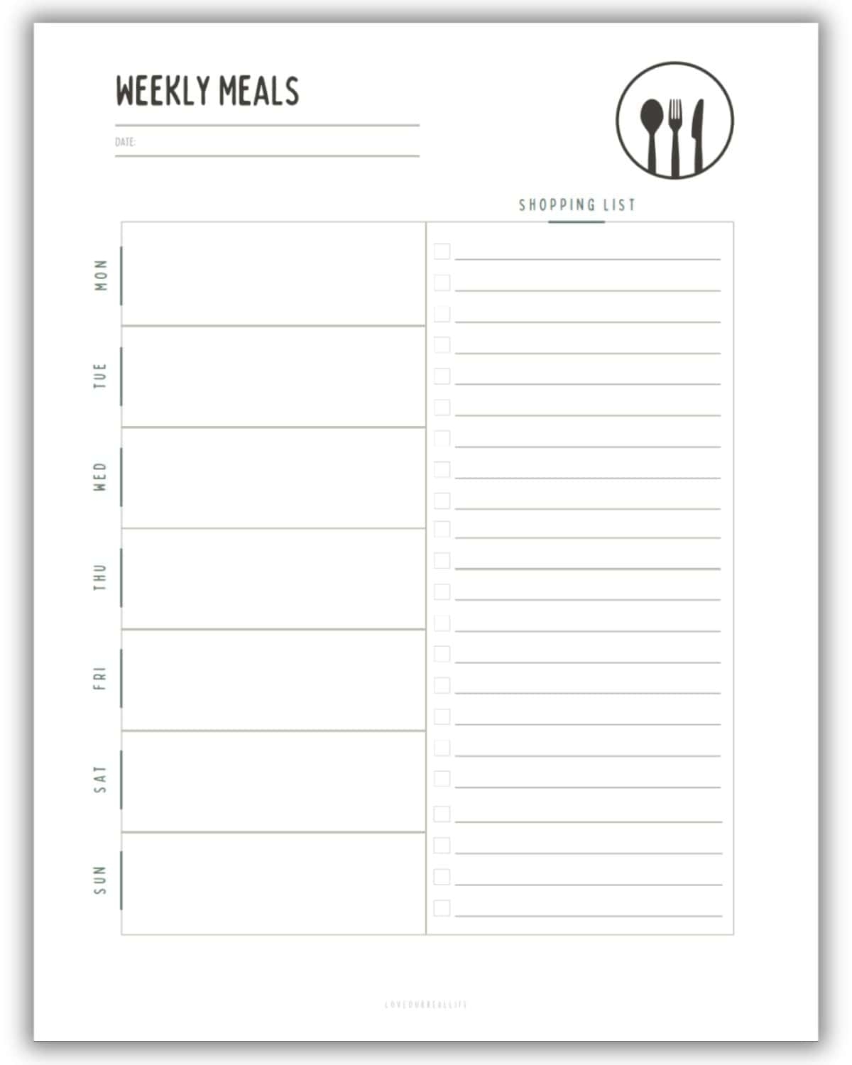 meal plan template pdf