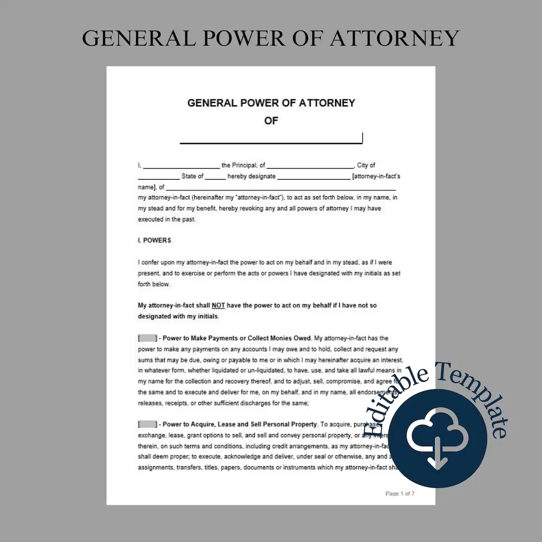 printable form for power of attorney