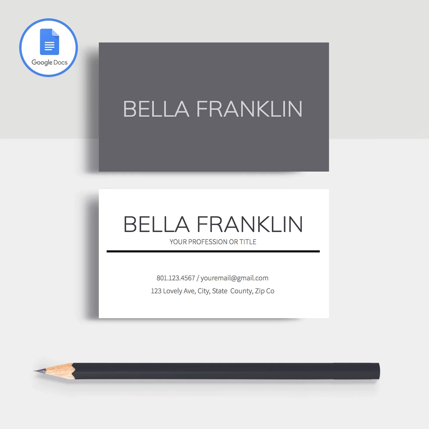 Google Docs Business Card Template Bella Franklin By MioDocs
