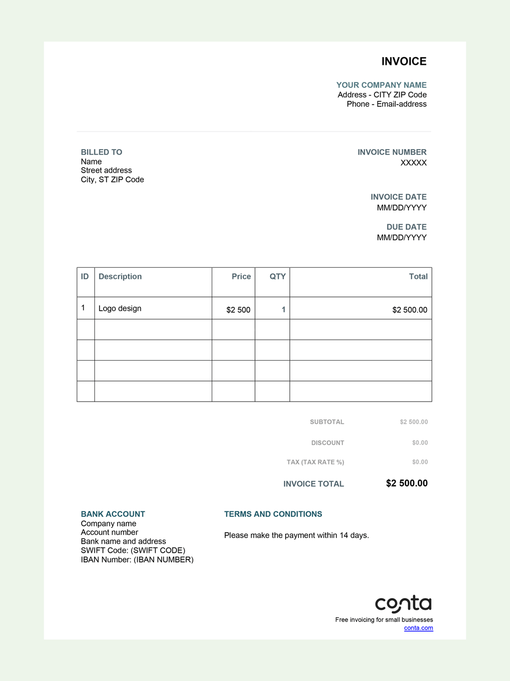 invoice google drive template