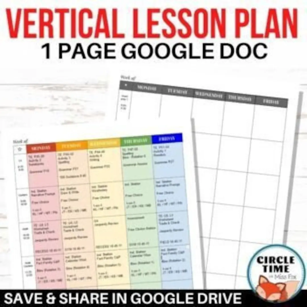 Google Docs Lesson Plan Template EDITABLE Weekly Teacher Planner Digital Lesson Planner One Page Horizontal Layout Etsy