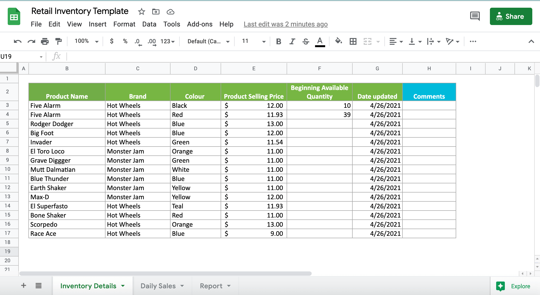 Google Sheets Inventory Template Coupler io Blog