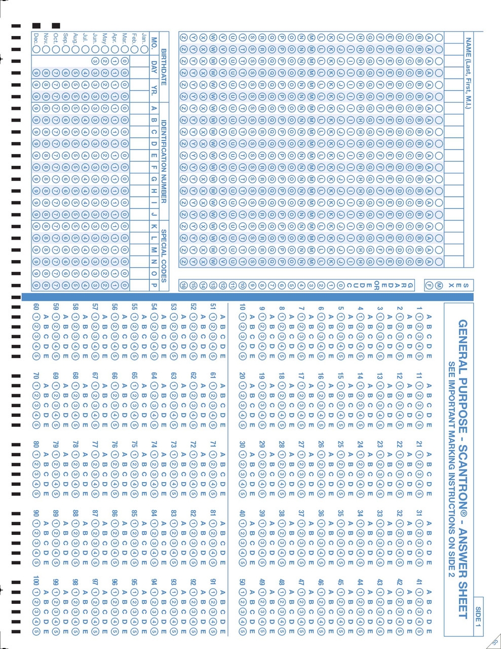 scantron forms printable