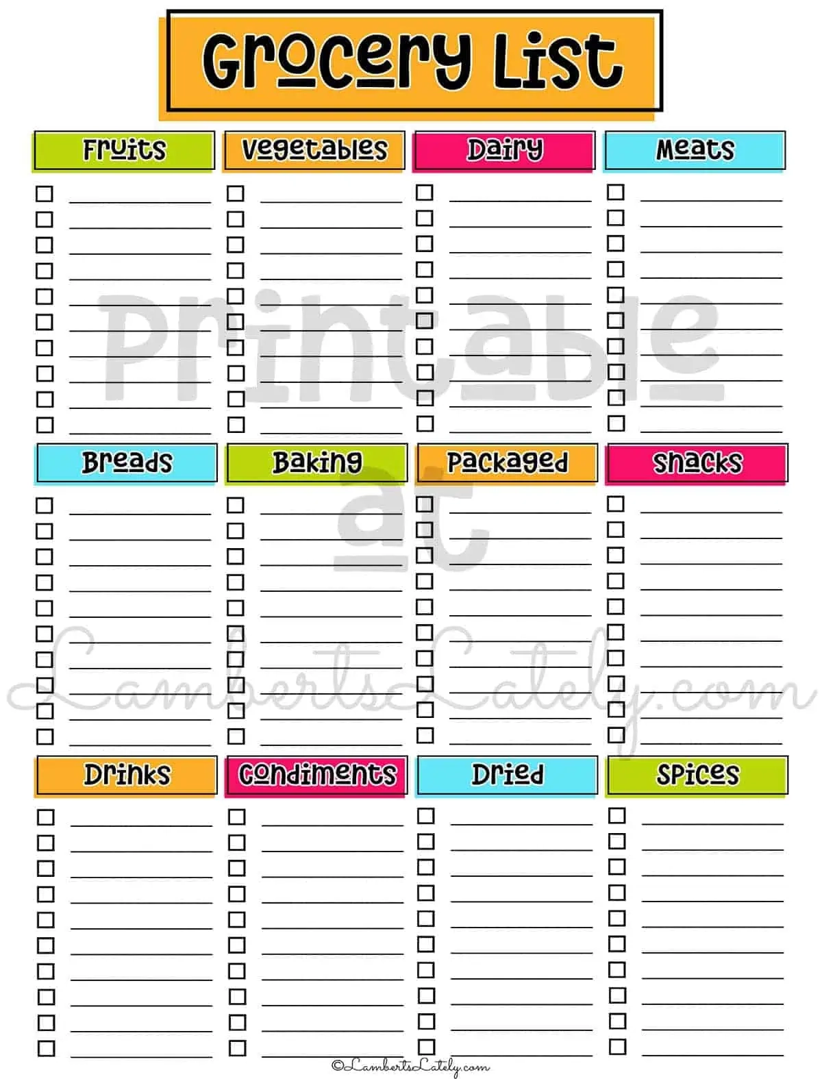 Grocery List Template Free Printables LL Home