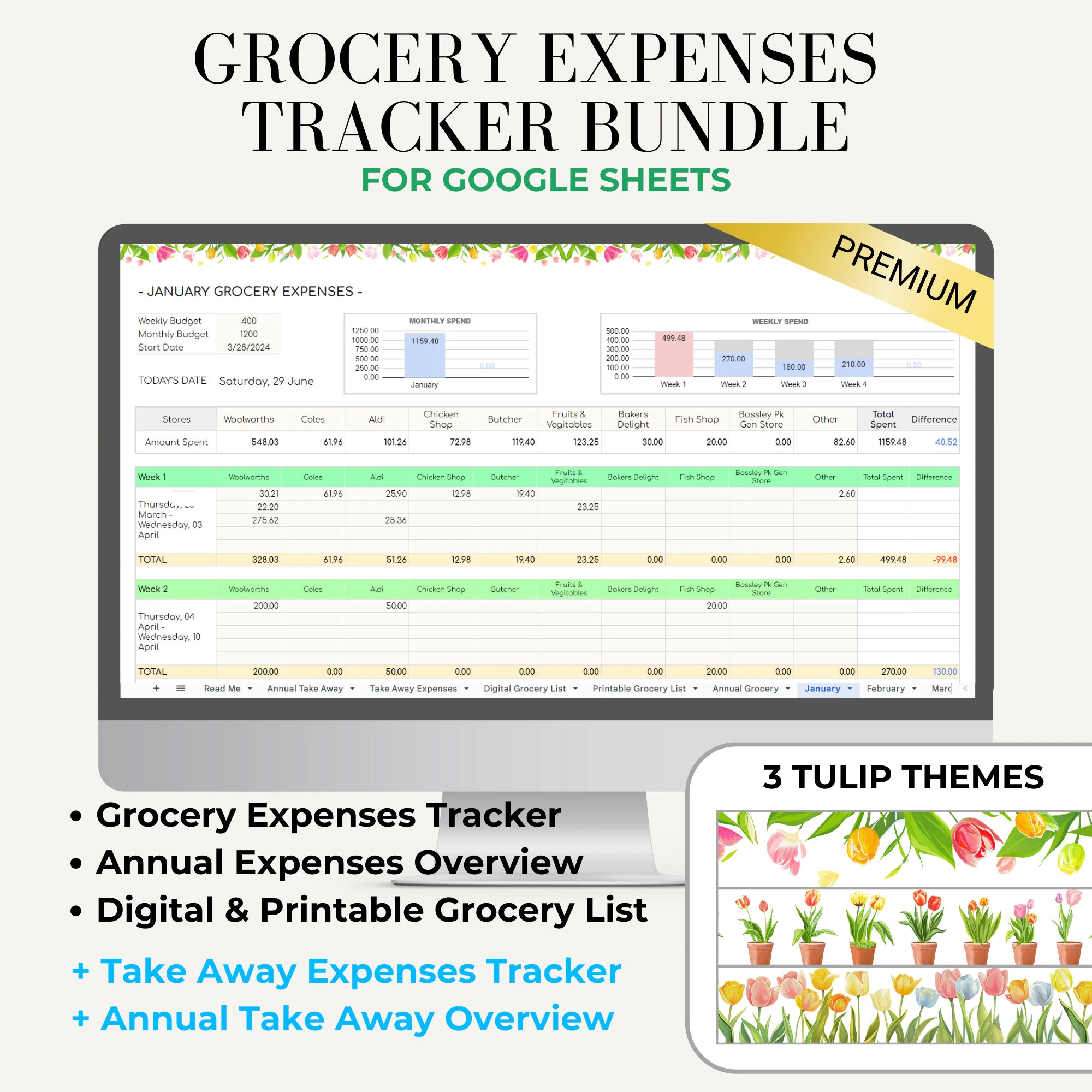 google sheets spending tracker grocery