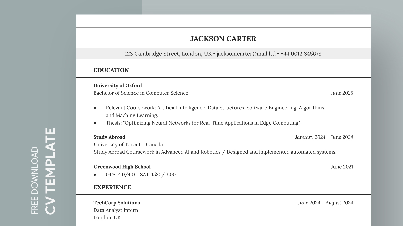Harvard CV Free Google Docs Template Gdoc io