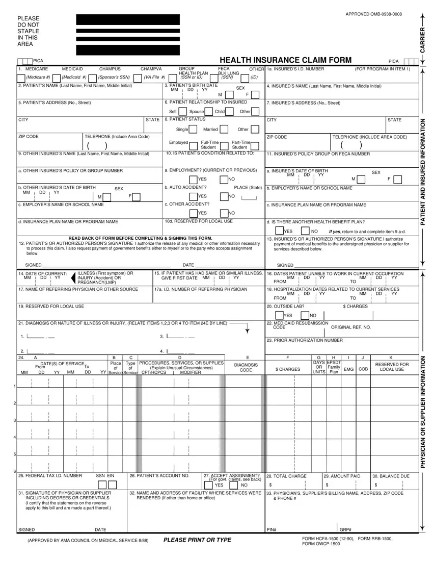 Hcfa 1500 Fill Out Printable PDF Forms Online
