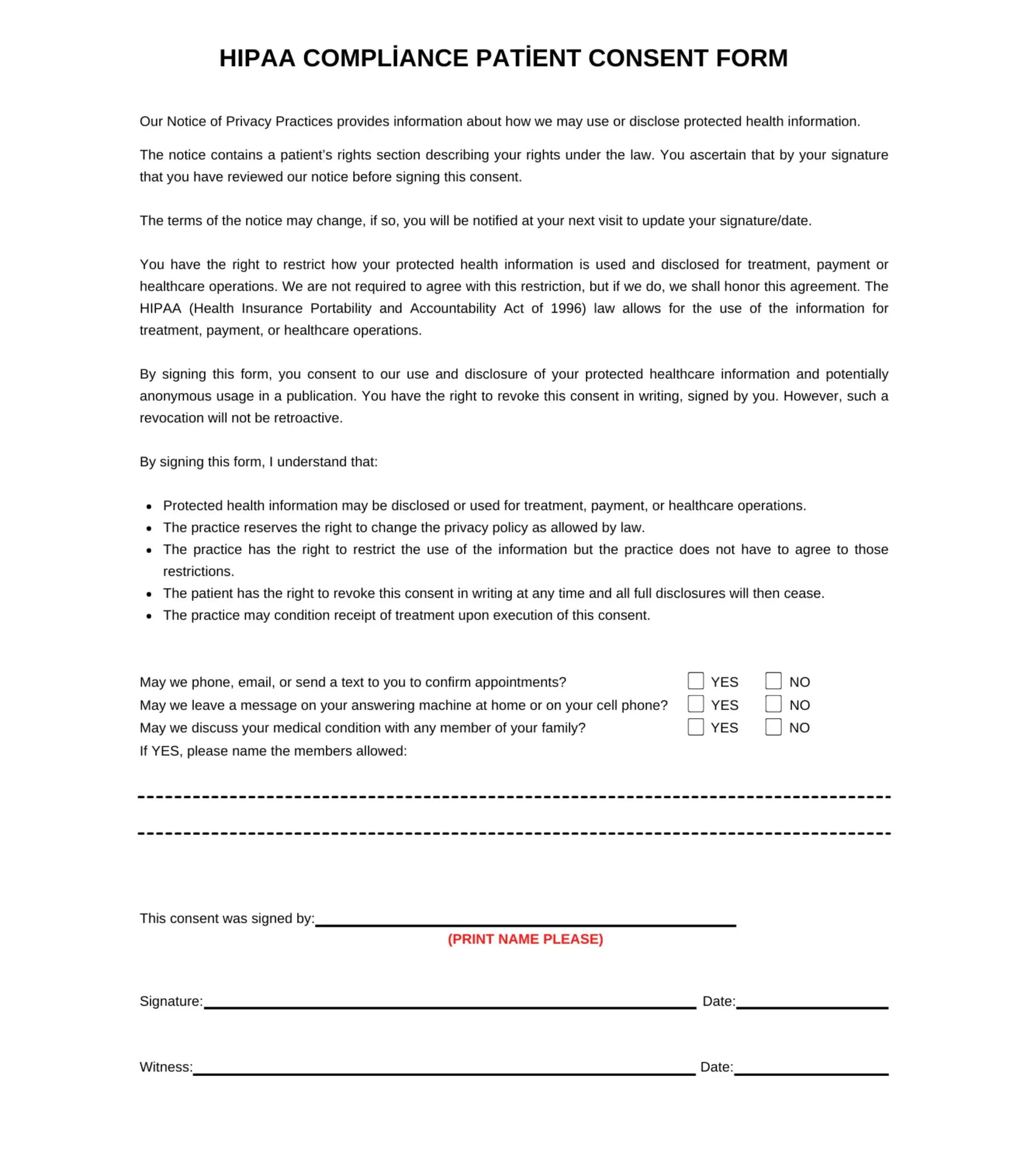 printable hipaa forms for patients