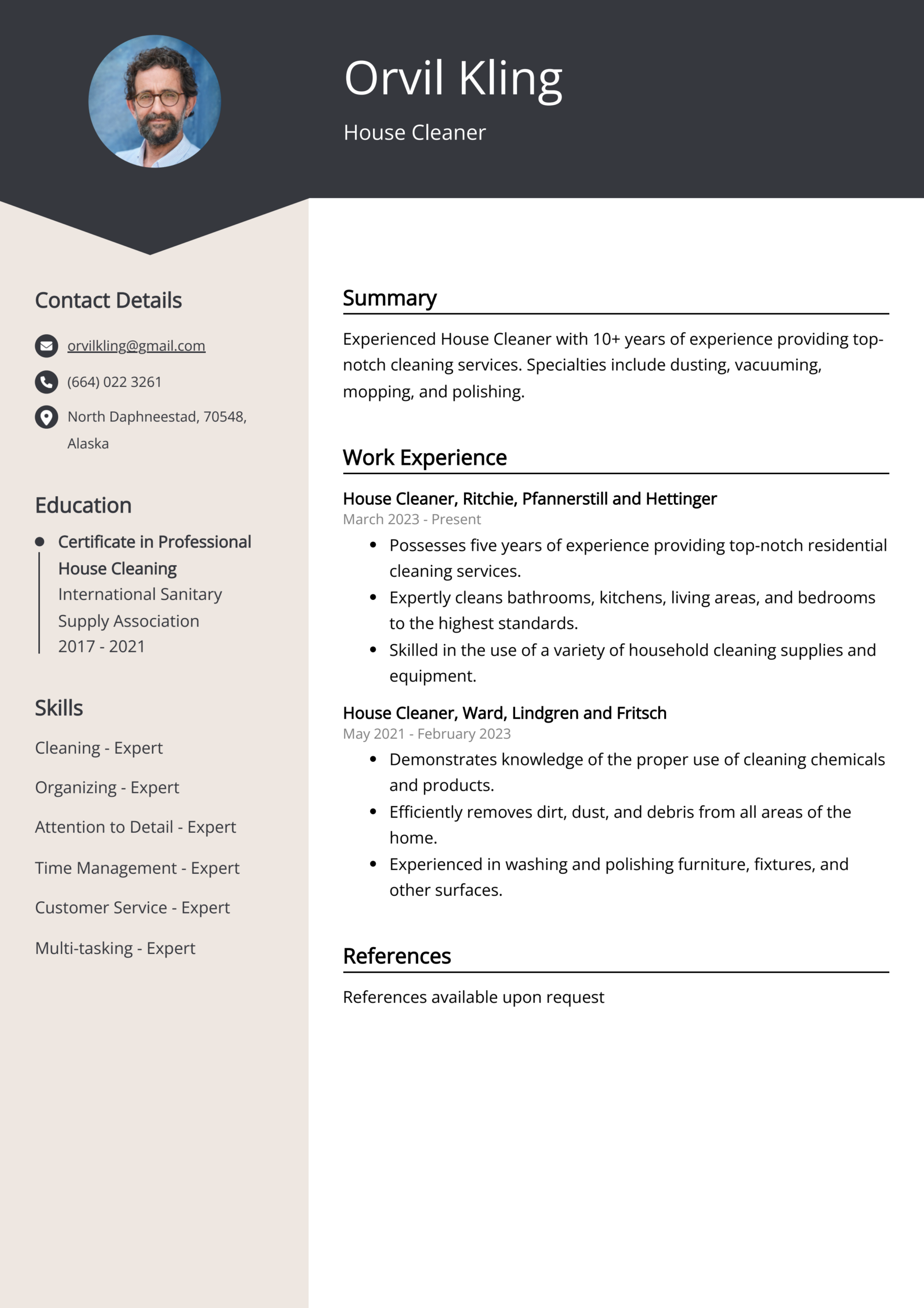 House Cleaner Resume Example Free Guide 