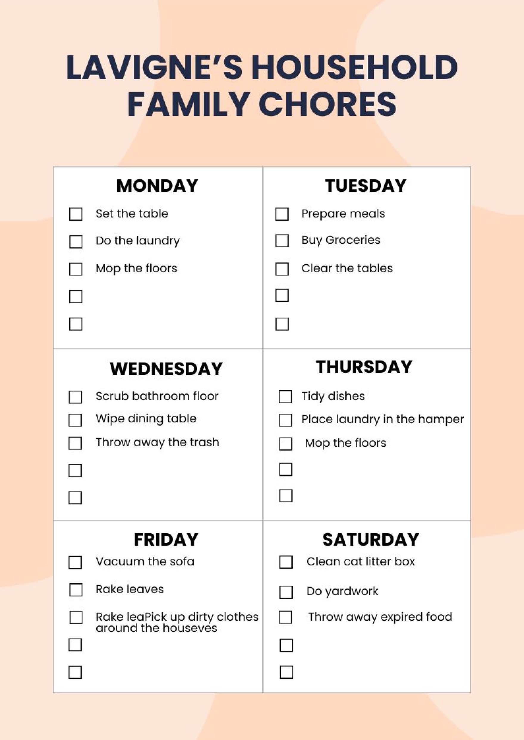 family chore chart pdf